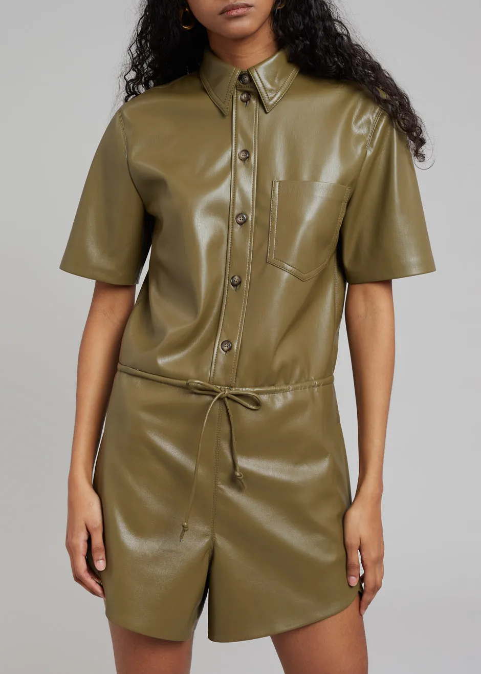 Nanushka Leni Vegan Leather Jumpsuit - Olive sold by Frankie Shop product image thumbnail 4