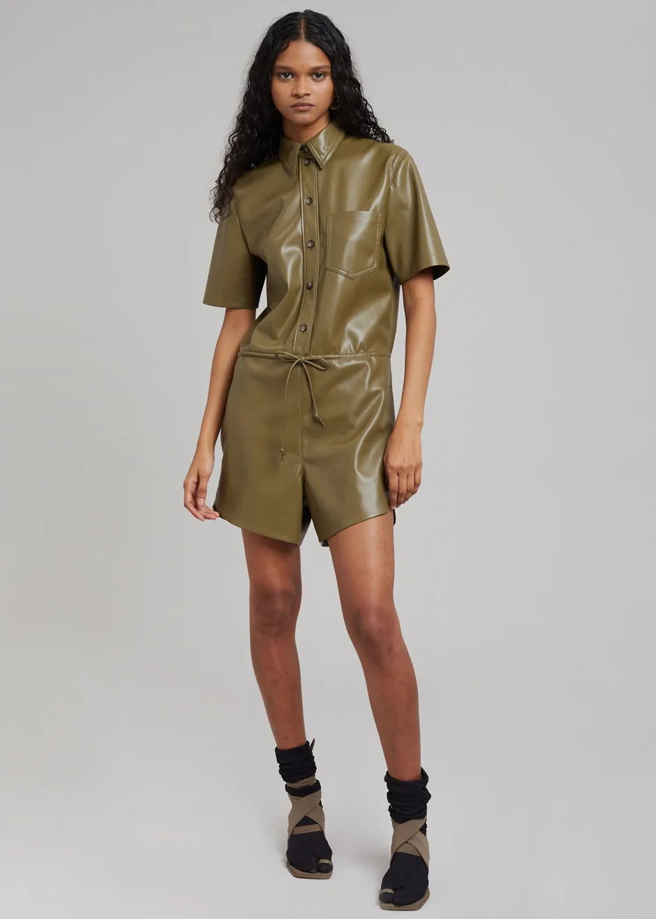 Nanushka Leni Vegan Leather Jumpsuit - Olive sold by Frankie Shop product image thumbnail 5