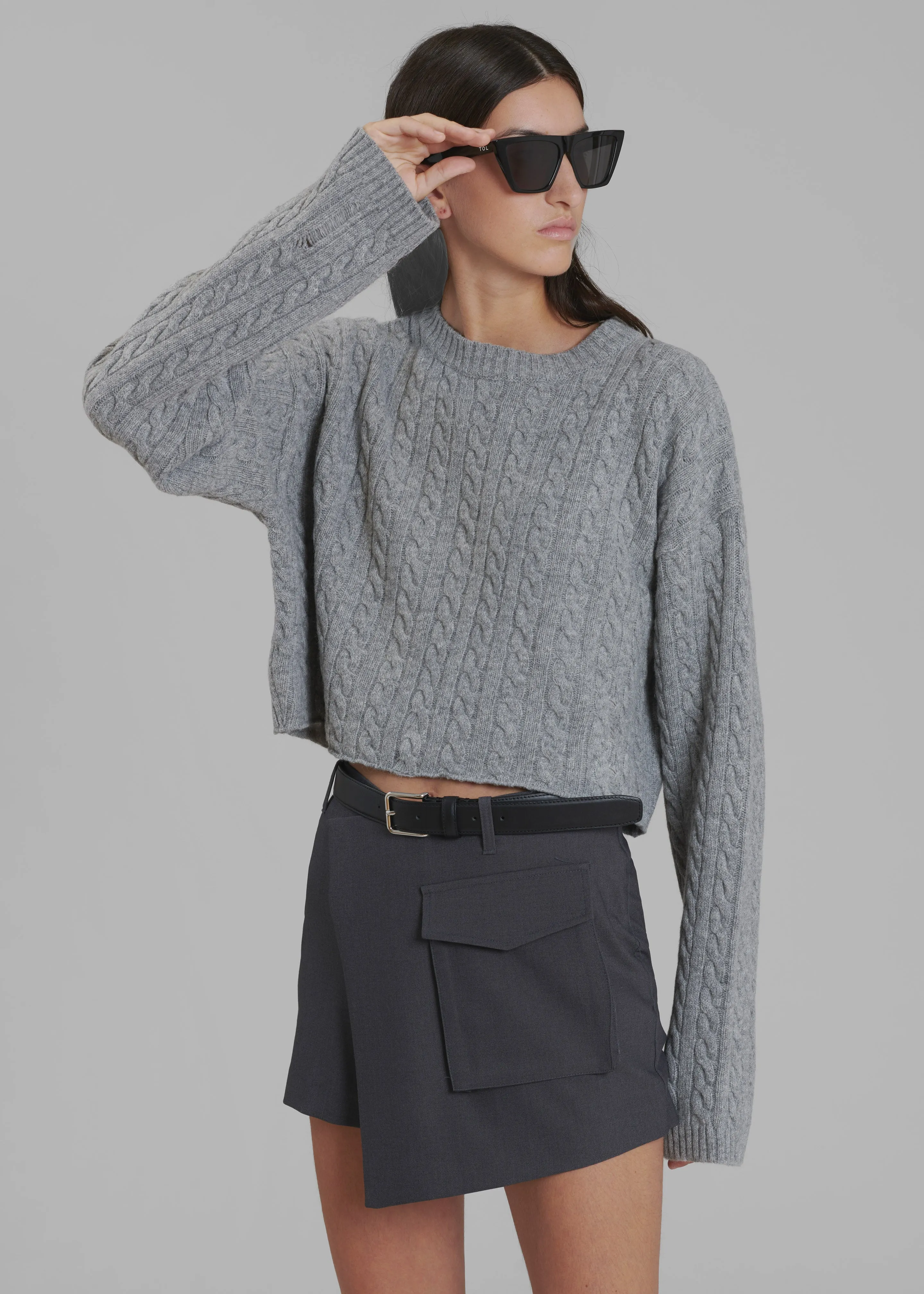 Farrah Braided Sweater - Grey Melange sold by Frankie Shop product image thumbnail 4
