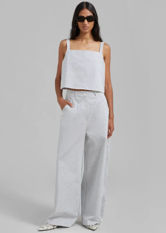Rosalind Cropped Tank - Blue Stripe sold by Frankie Shop