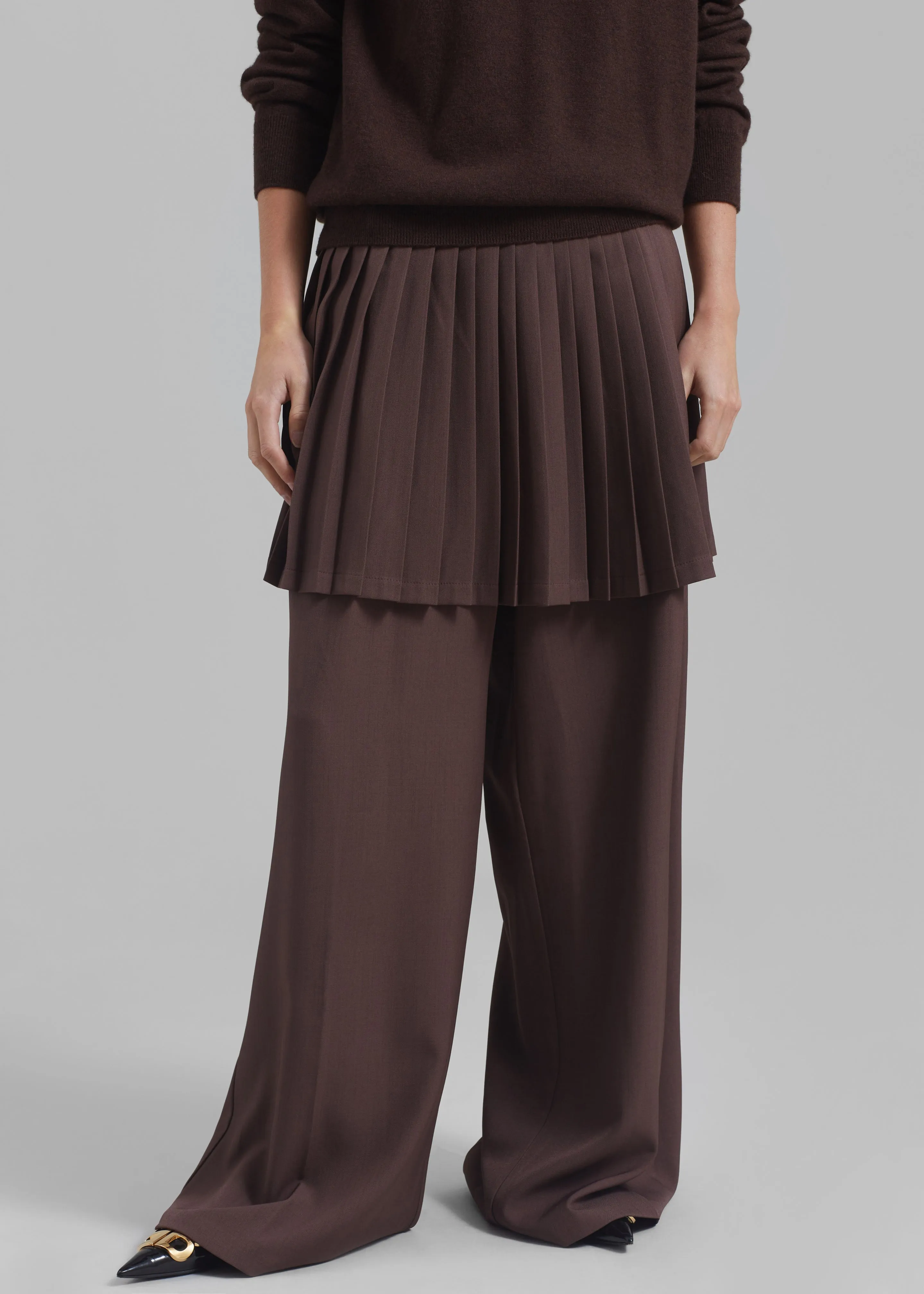 Lonnie Pleated Skirt Pants - Brown sold by Frankie Shop product image thumbnail 3