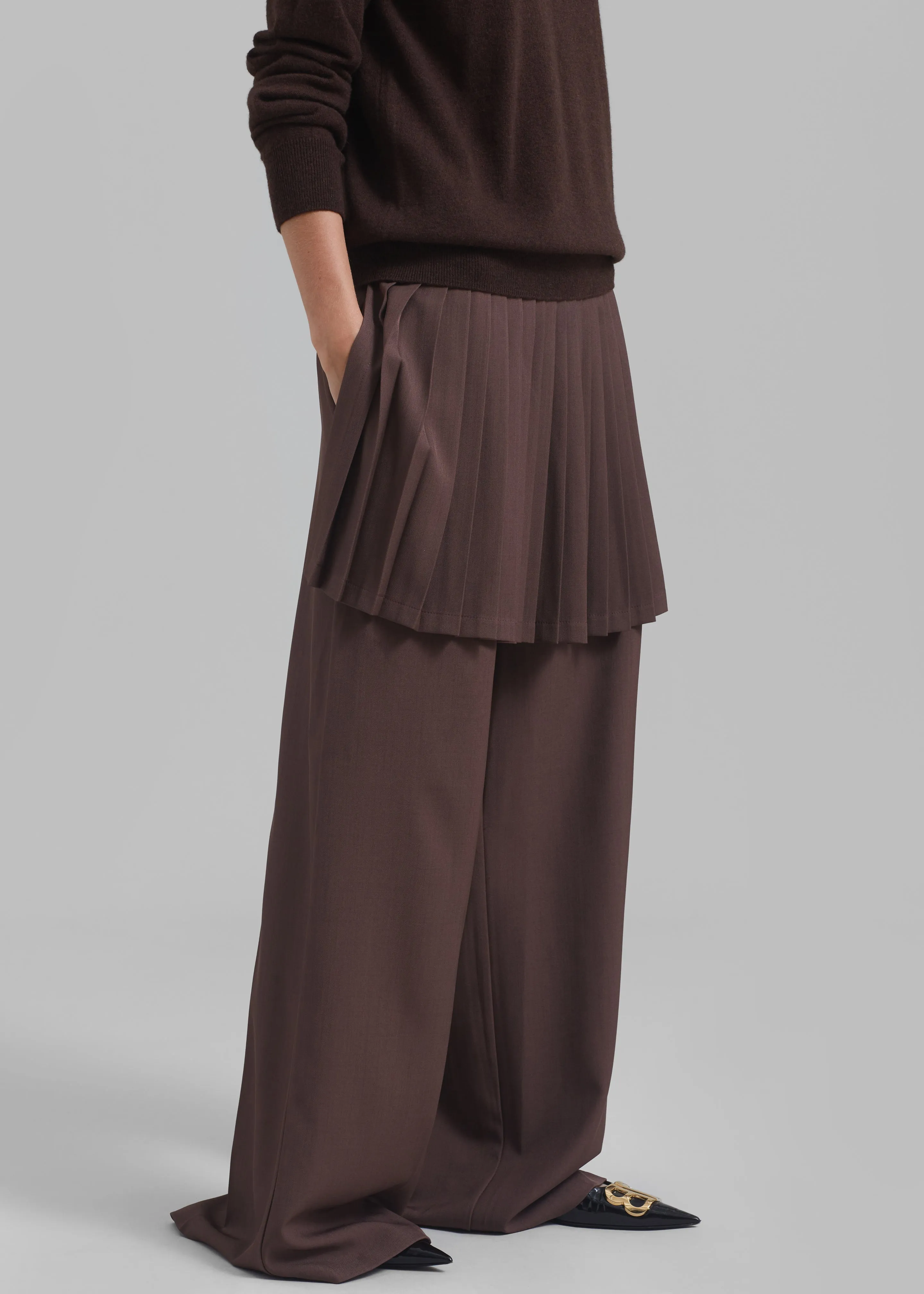 Lonnie Pleated Skirt Pants - Brown sold by Frankie Shop product image thumbnail 5