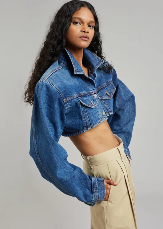 Kett Cropped Denim Jacket - Dark Indigo sold by Frankie Shop