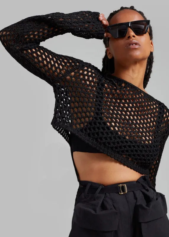 Safa Crochet Open-Knit Top - Black sold by Frankie Shop