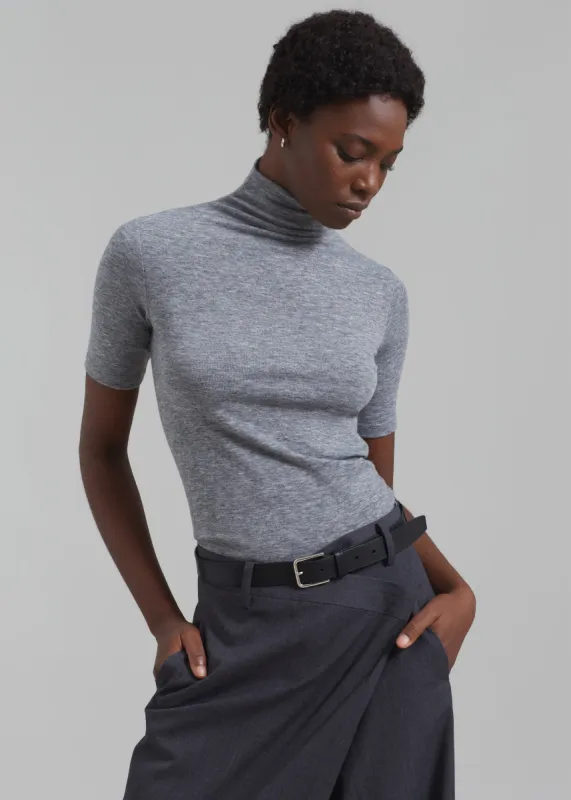 Amelia Mockneck Top - Grey sold by Frankie Shop