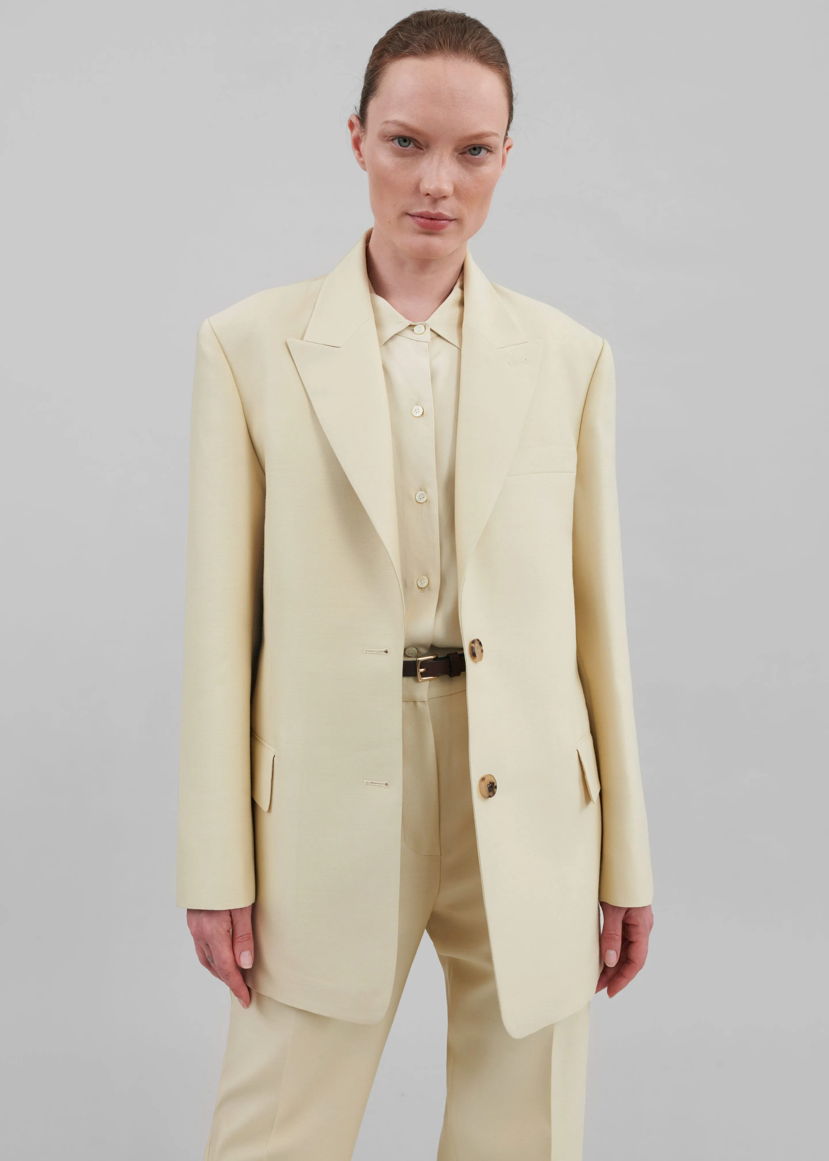 Emra Silk Blazer - Pale Yellow sold by Frankie Shop