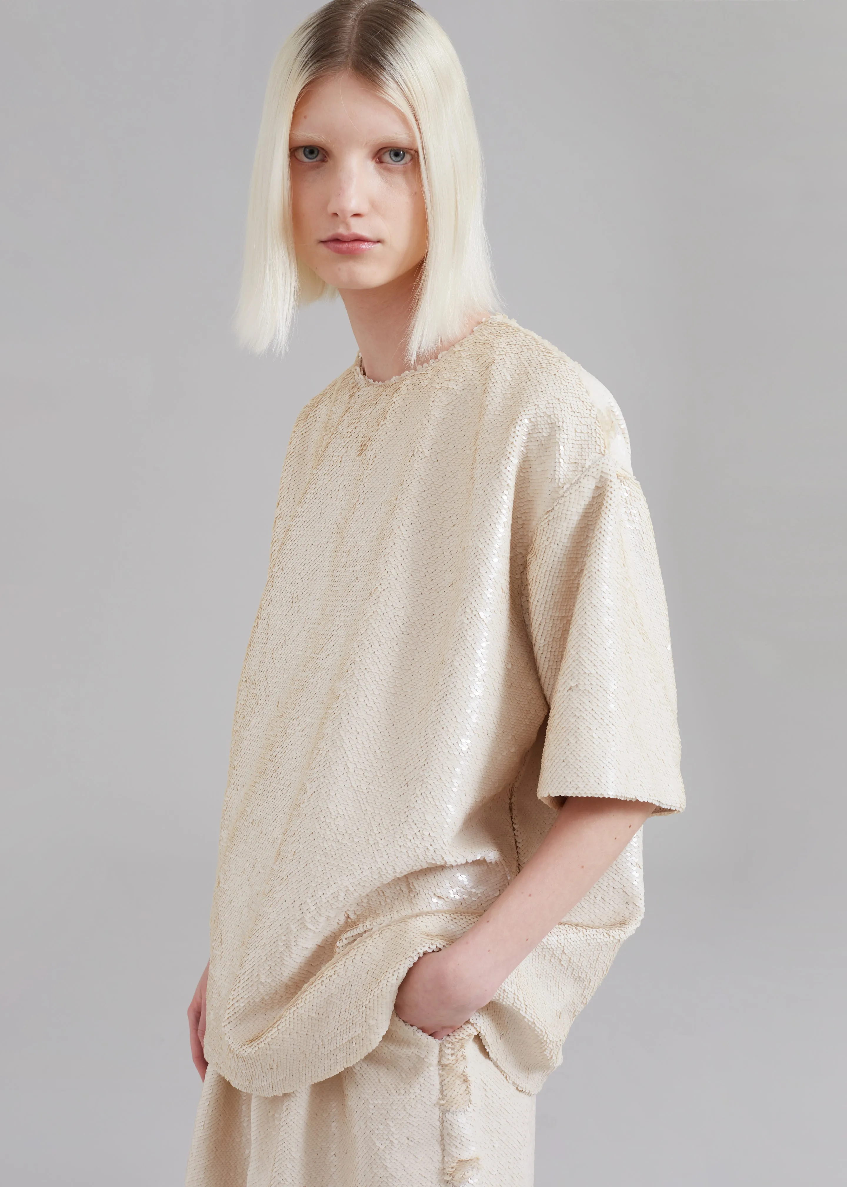 Jones Boxy Sequins Tee - Cream sold by Frankie Shop product image thumbnail 5