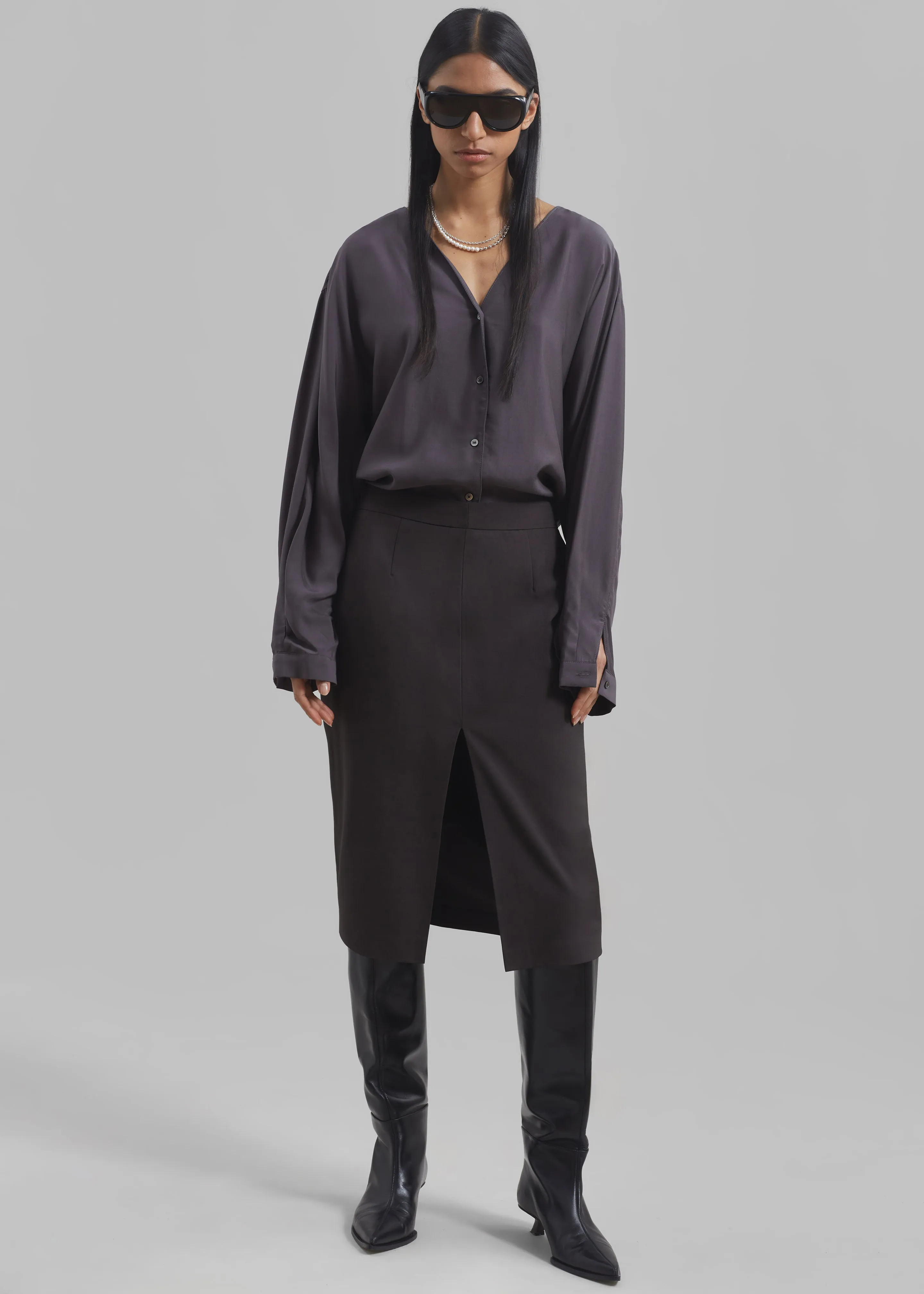 Brooklyn Midi Skirt - Charcoal sold by Frankie Shop