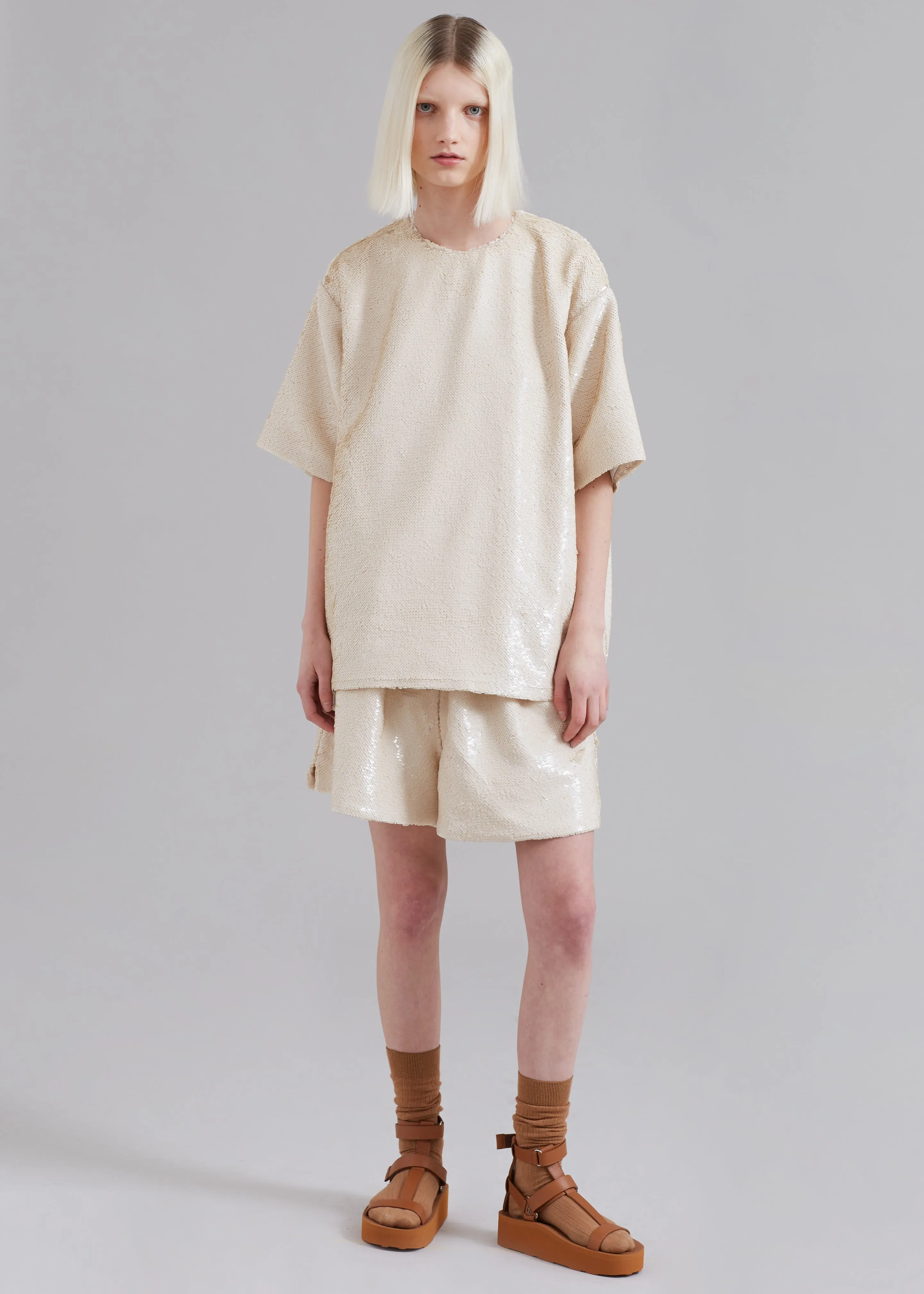 Jones Boxy Sequins Tee - Cream sold by Frankie Shop product image thumbnail 2