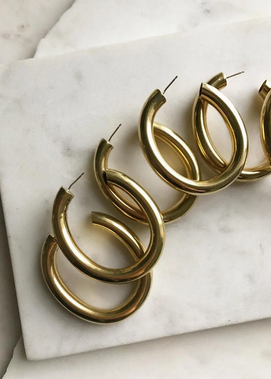 Laura Lombardi Curve Earrings - Gold sold by Frankie Shop product image thumbnail 5