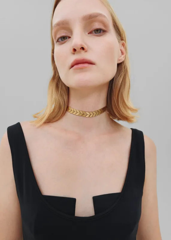 Bevza Flat Spikelet Choker - Gold made by Bevza