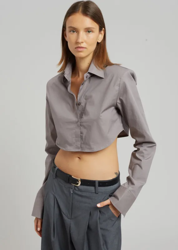 Uma Cropped Shirt - Grey sold by Frankie Shop