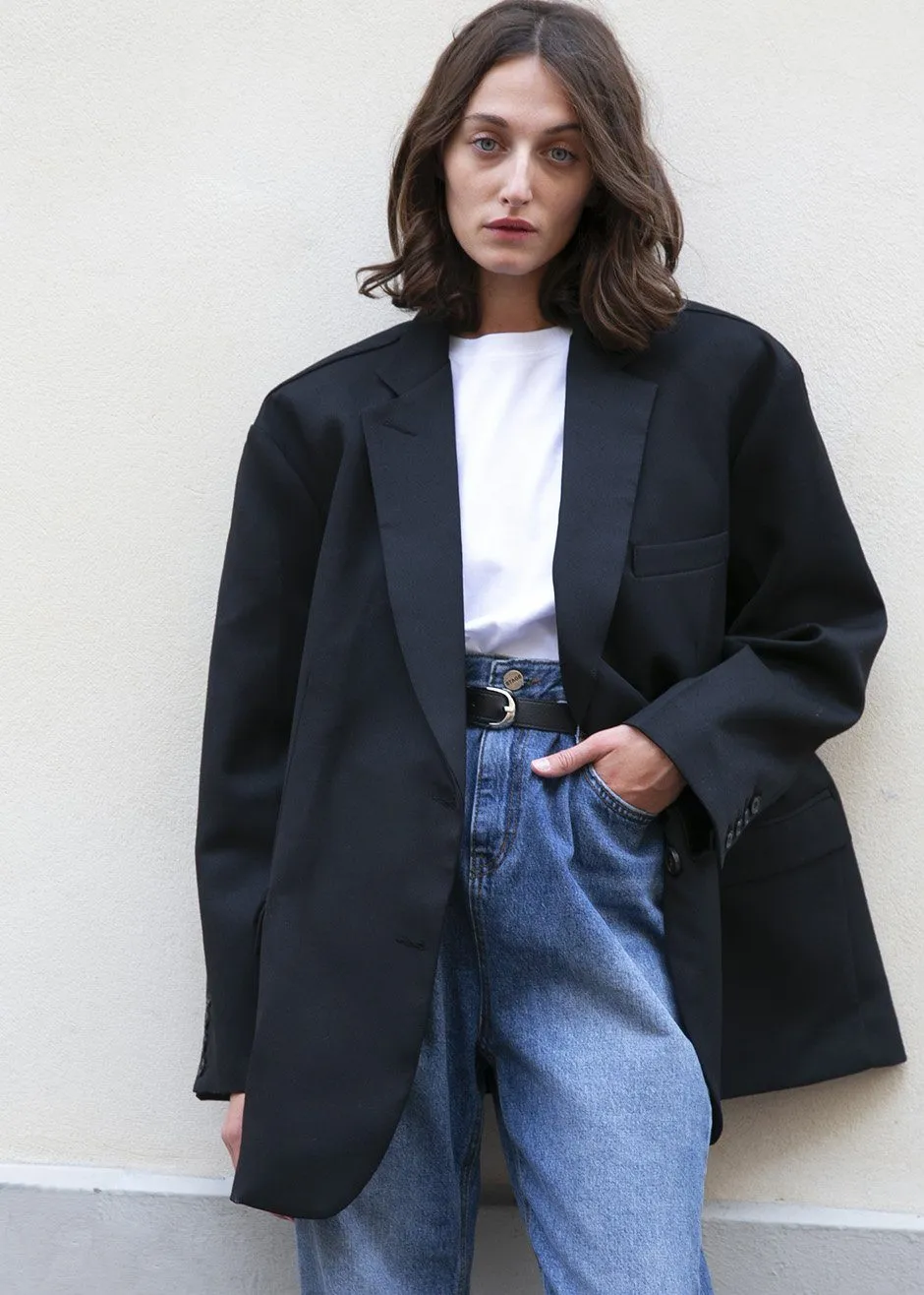 Frankie Oversized Boyfriend Blazer Black Parallel