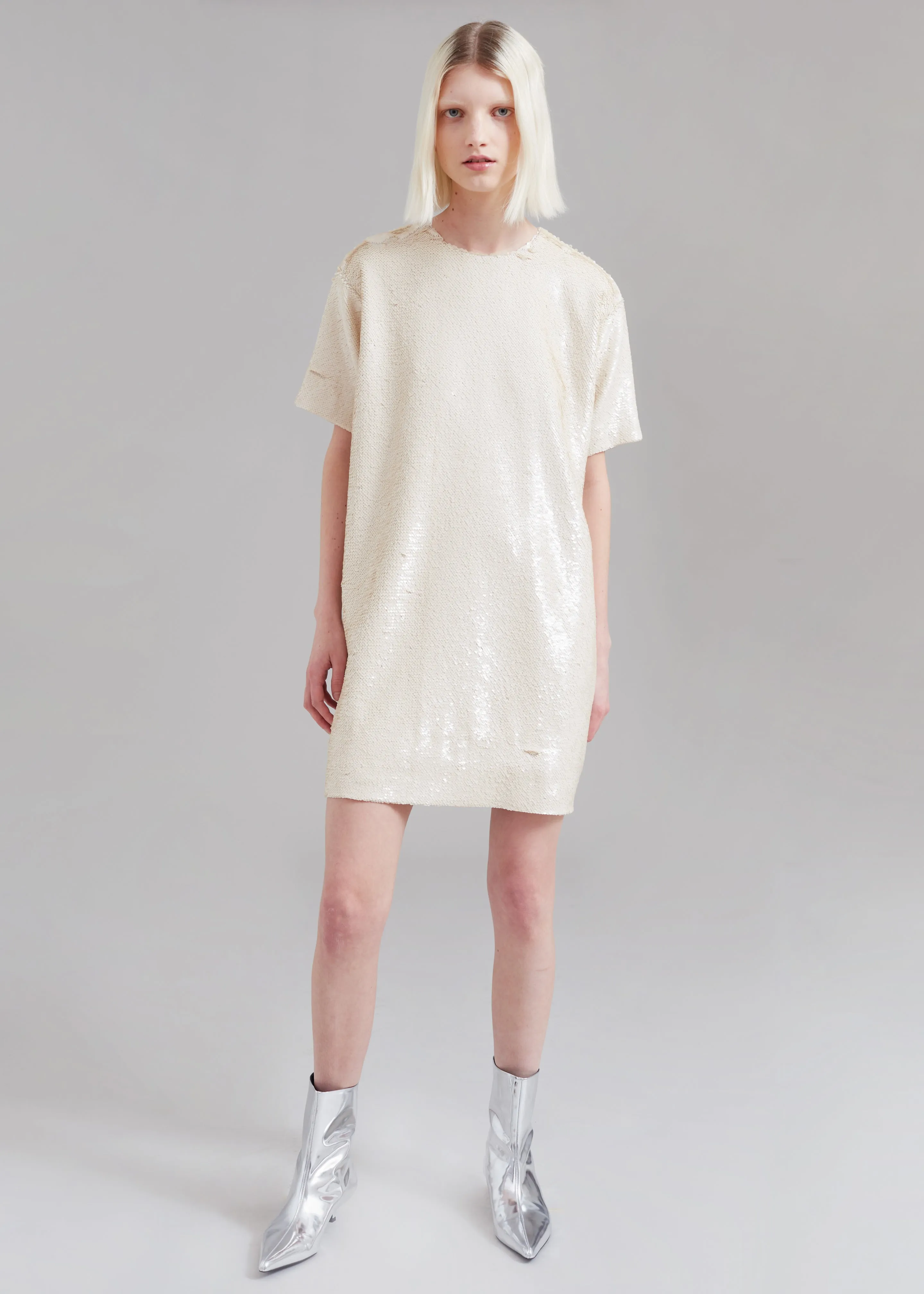 Riley Sequins Tee Mini Dress - Cream sold by Frankie Shop