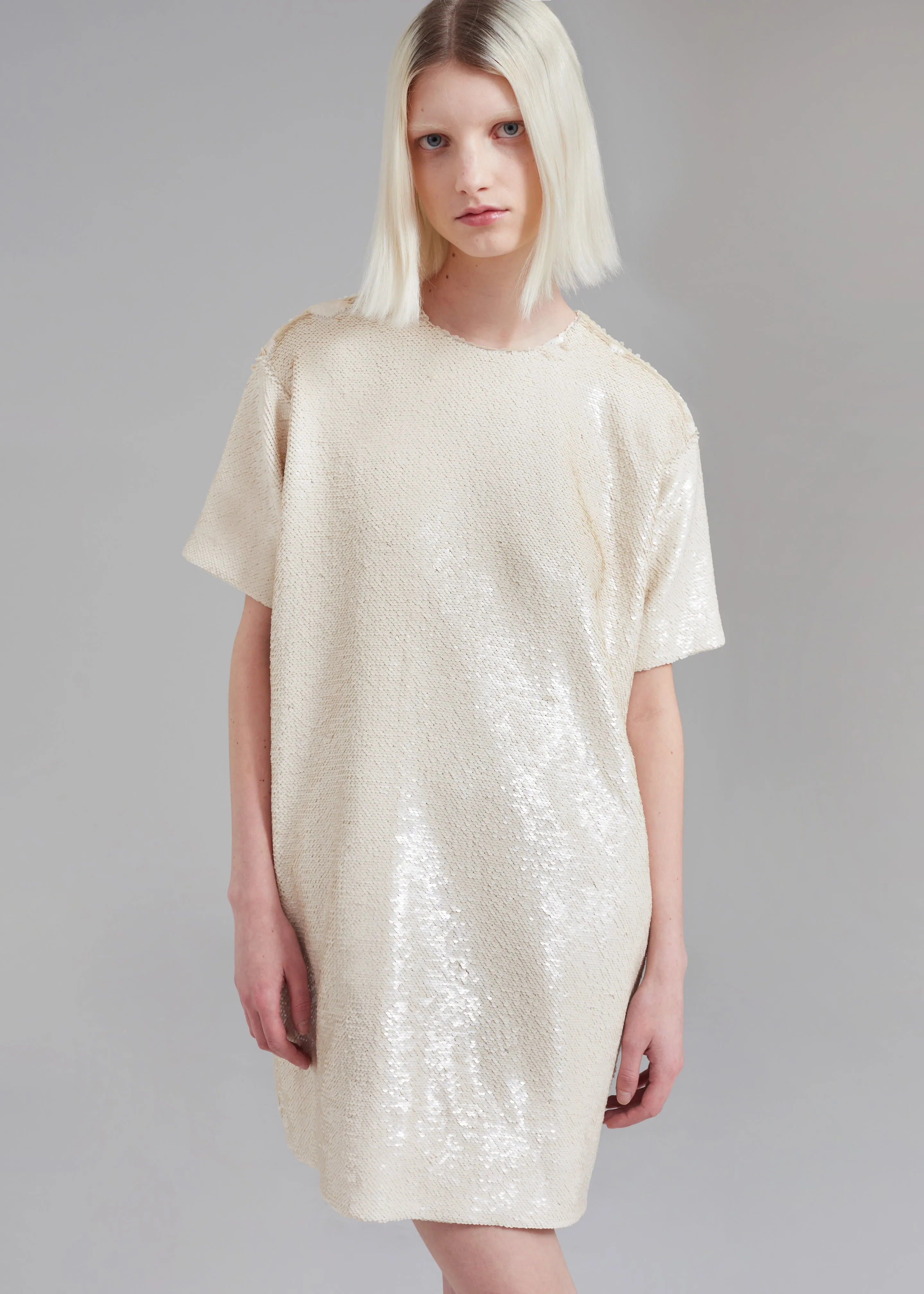 Riley Sequins Tee Mini Dress - Cream sold by Frankie Shop product image thumbnail 3
