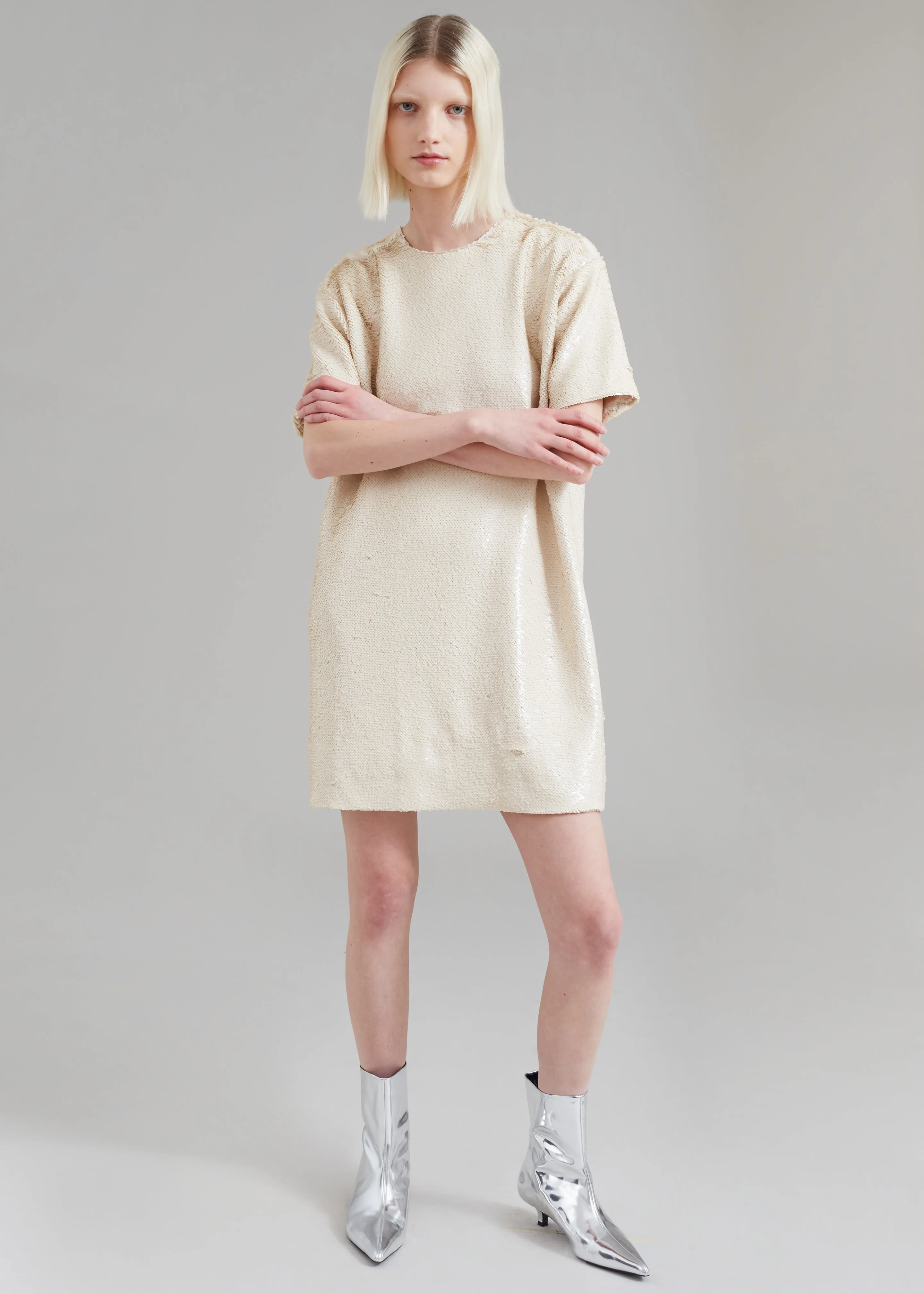 Riley Sequins Tee Mini Dress - Cream sold by Frankie Shop product image thumbnail 5