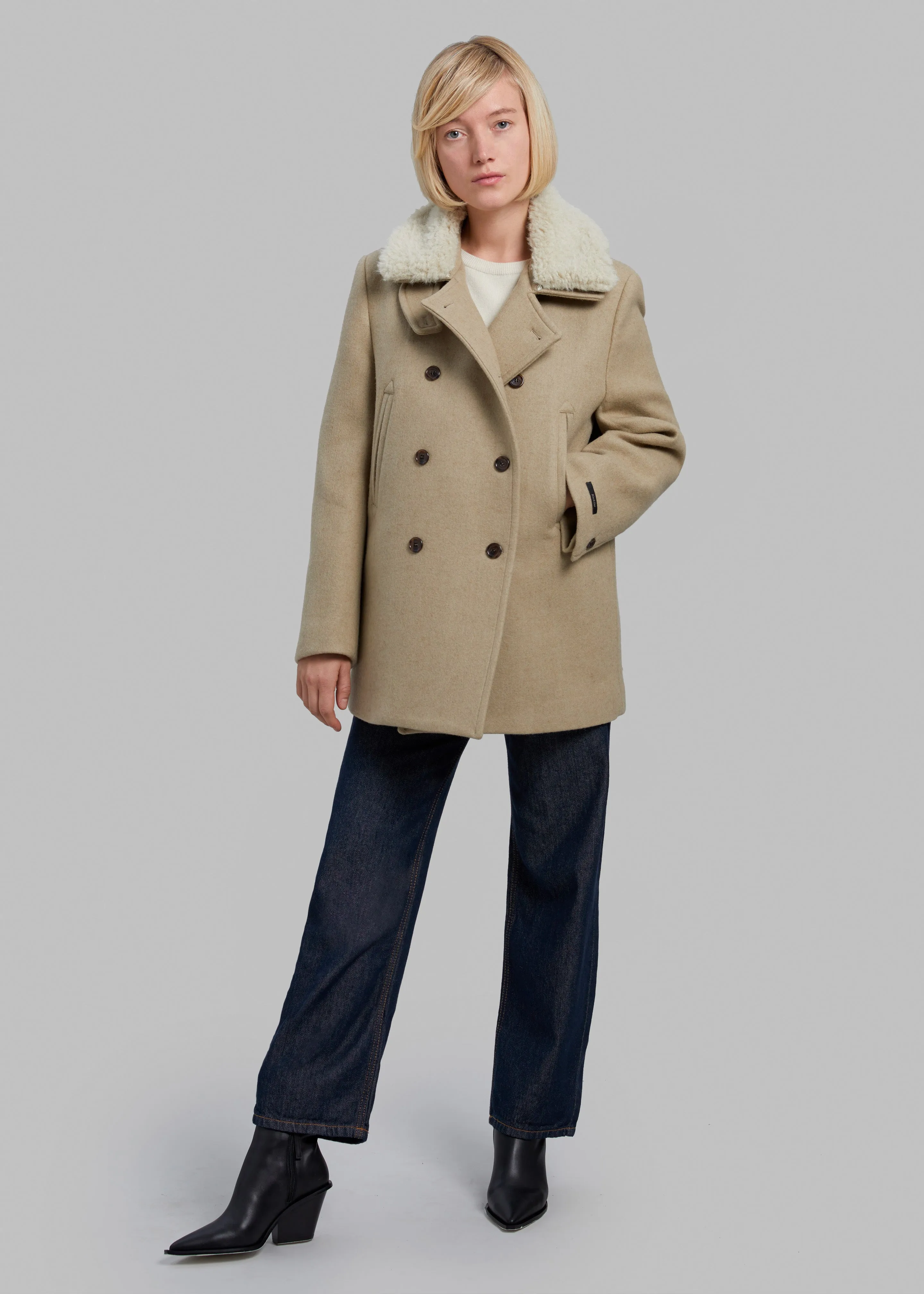 Kimmo Faux Fur Collar Peacoat - Beige sold by Frankie Shop product image thumbnail 4
