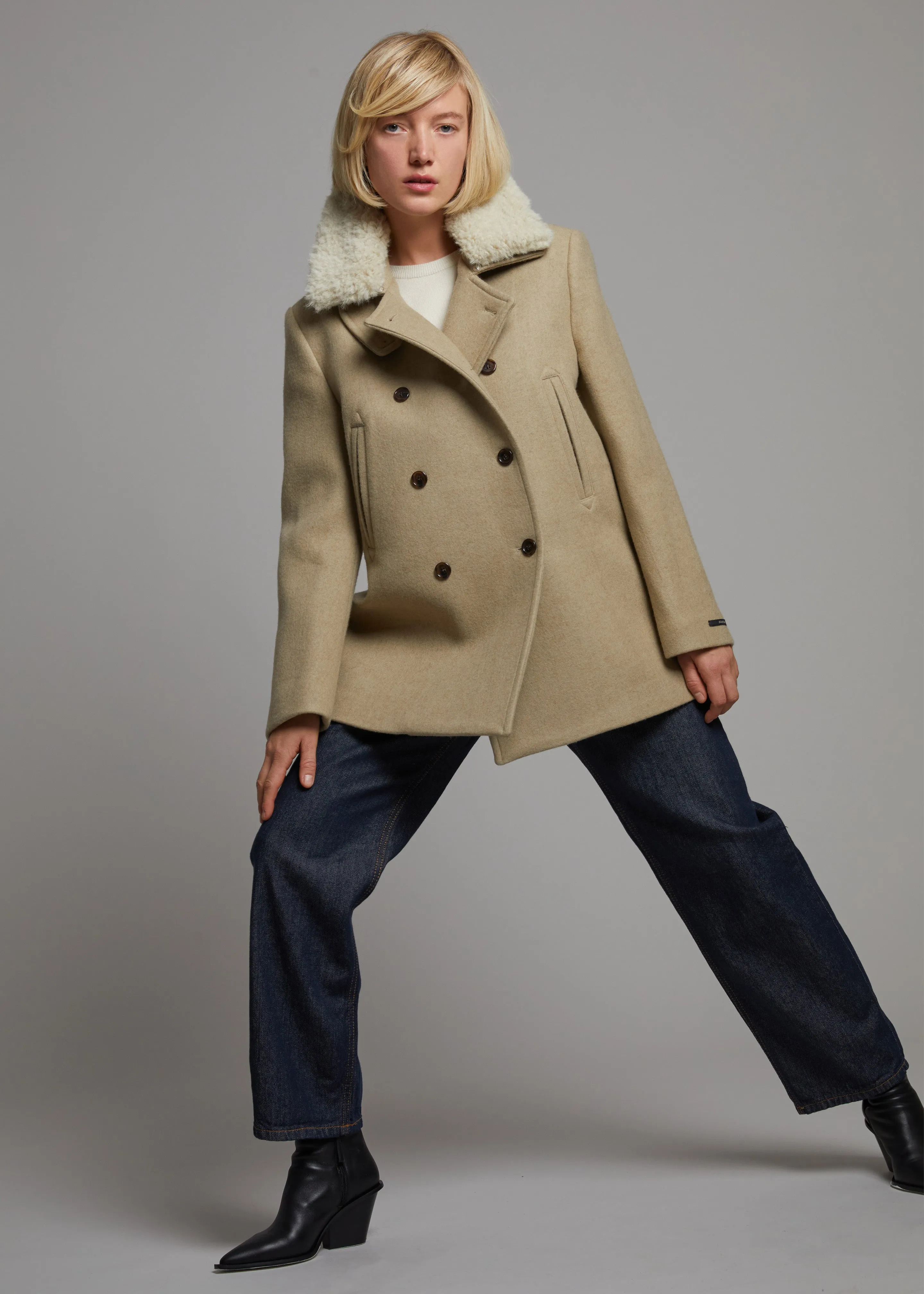 Kimmo Faux Fur Collar Peacoat - Beige sold by Frankie Shop product image thumbnail 2