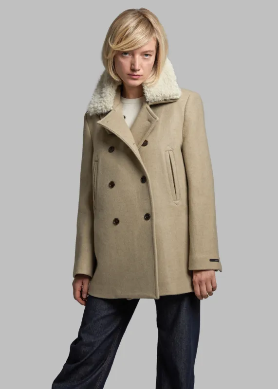 Kimmo Faux Fur Collar Peacoat - Beige sold by Frankie Shop