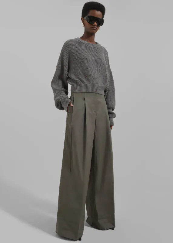 3.1 Phillip Lim Double Pleated Wide Leg Trousers - Army sold by Frankie Shop