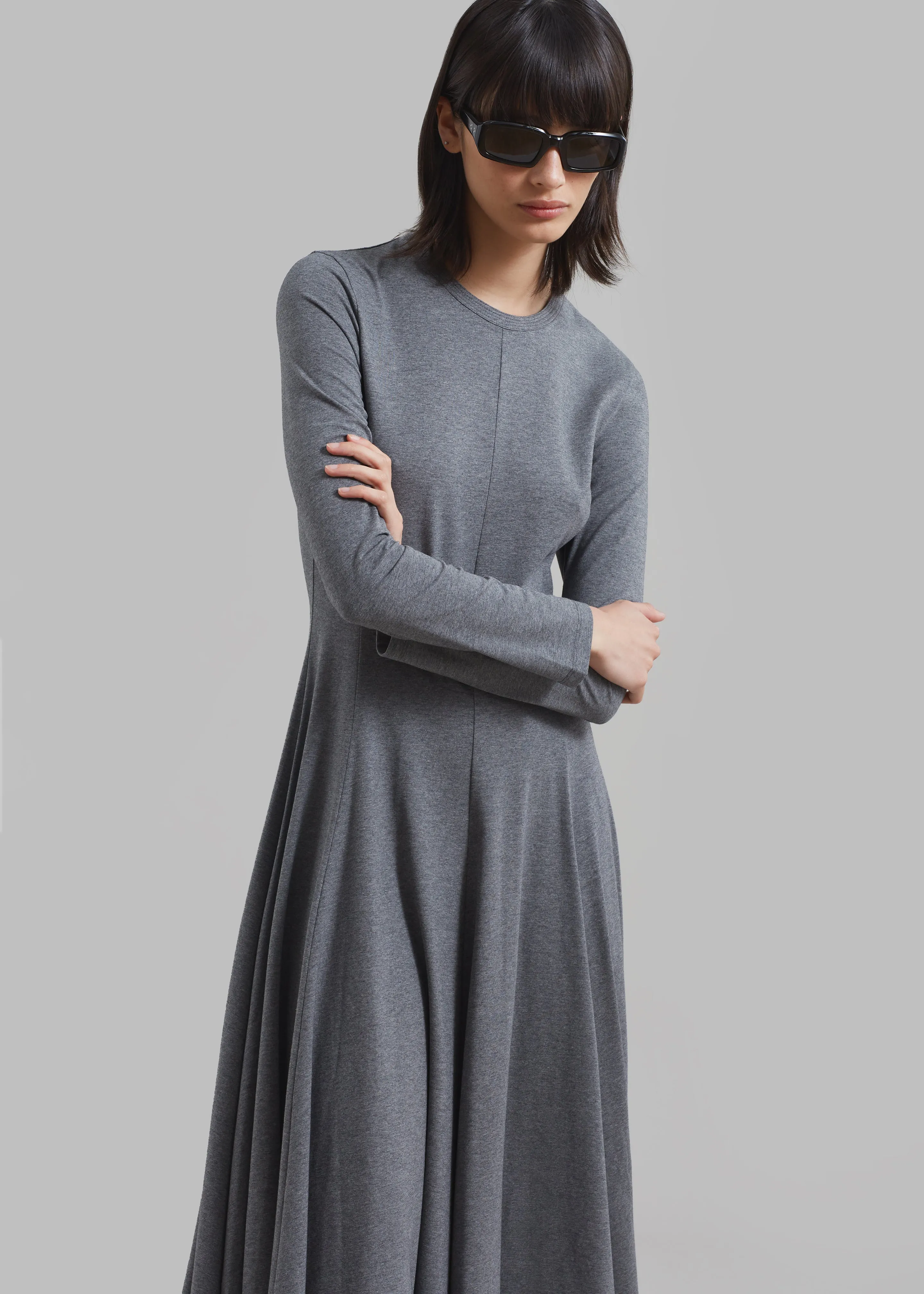 3.1 Phillip Lim Jersey Flare Dress - Charcoal Melange sold by Frankie Shop product image thumbnail 4