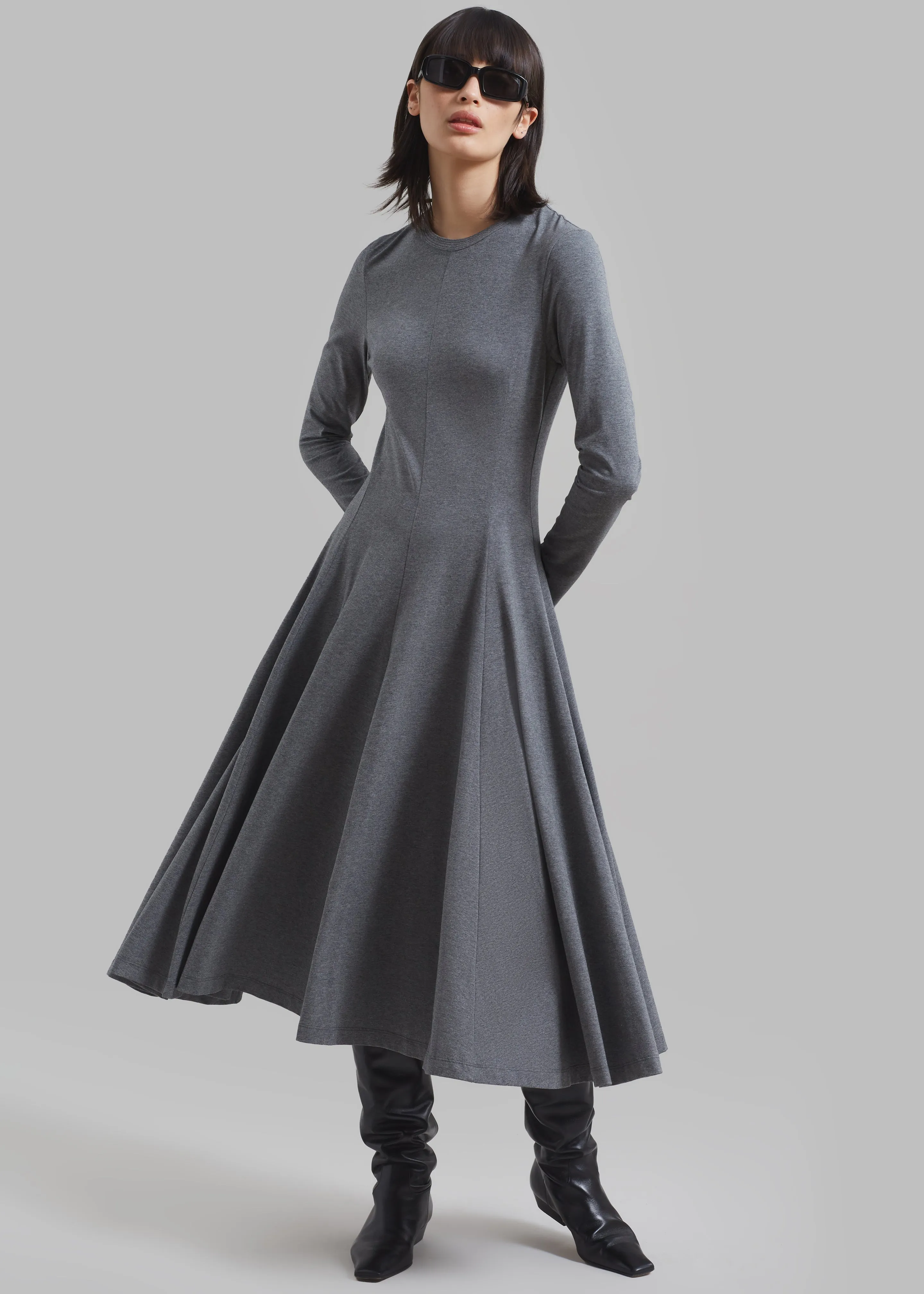 3.1 Phillip Lim Jersey Flare Dress - Charcoal Melange sold by Frankie Shop product image thumbnail 3