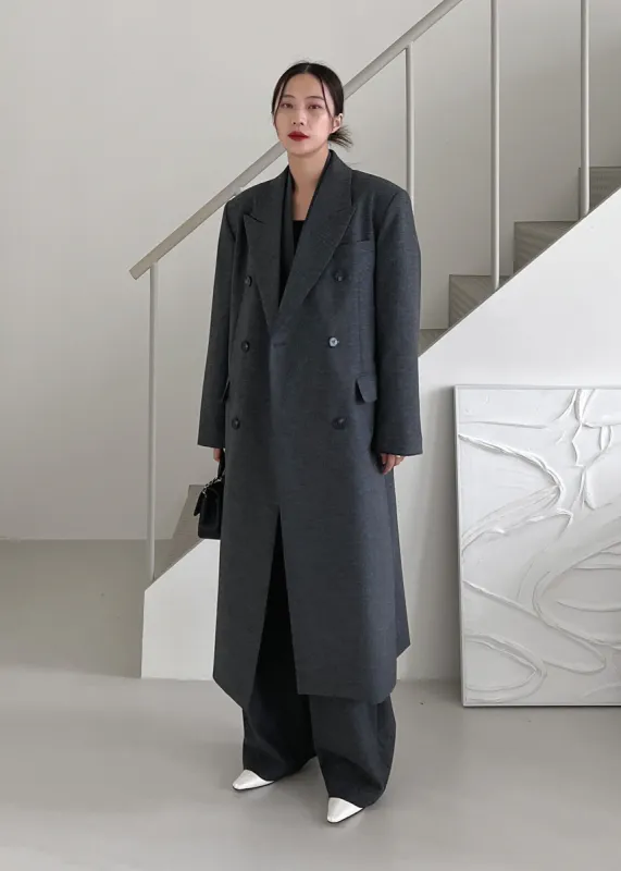 Vance Double Breasted Coat - Charcoal made by Frankie Shop