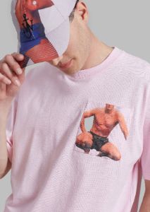 JW Anderson Crouching Stud Chest Pocket T-Shirt - Pink sold by Frankie Shop