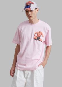 JW Anderson Crouching Stud Chest Pocket T-Shirt - Pink sold by Frankie Shop