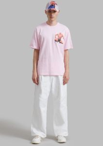 JW Anderson Crouching Stud Chest Pocket T-Shirt - Pink sold by Frankie Shop