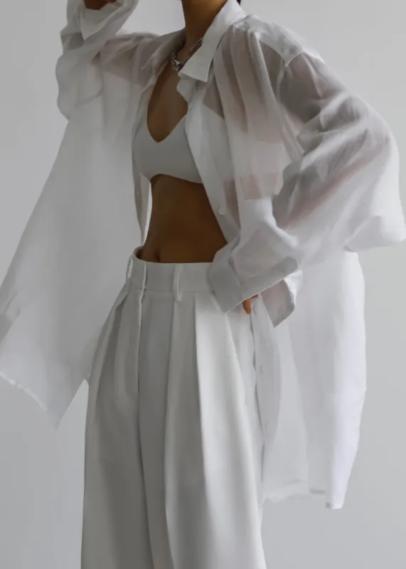 Marlow Oversized Linen Shirt - White made by Frankie Shop