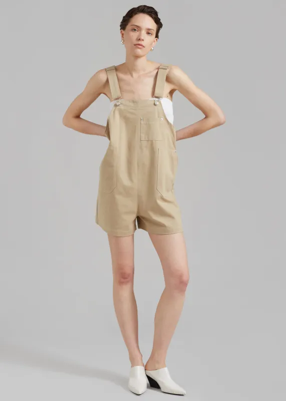 Keeley Overall Shorts - Beige made by Frankie Shop