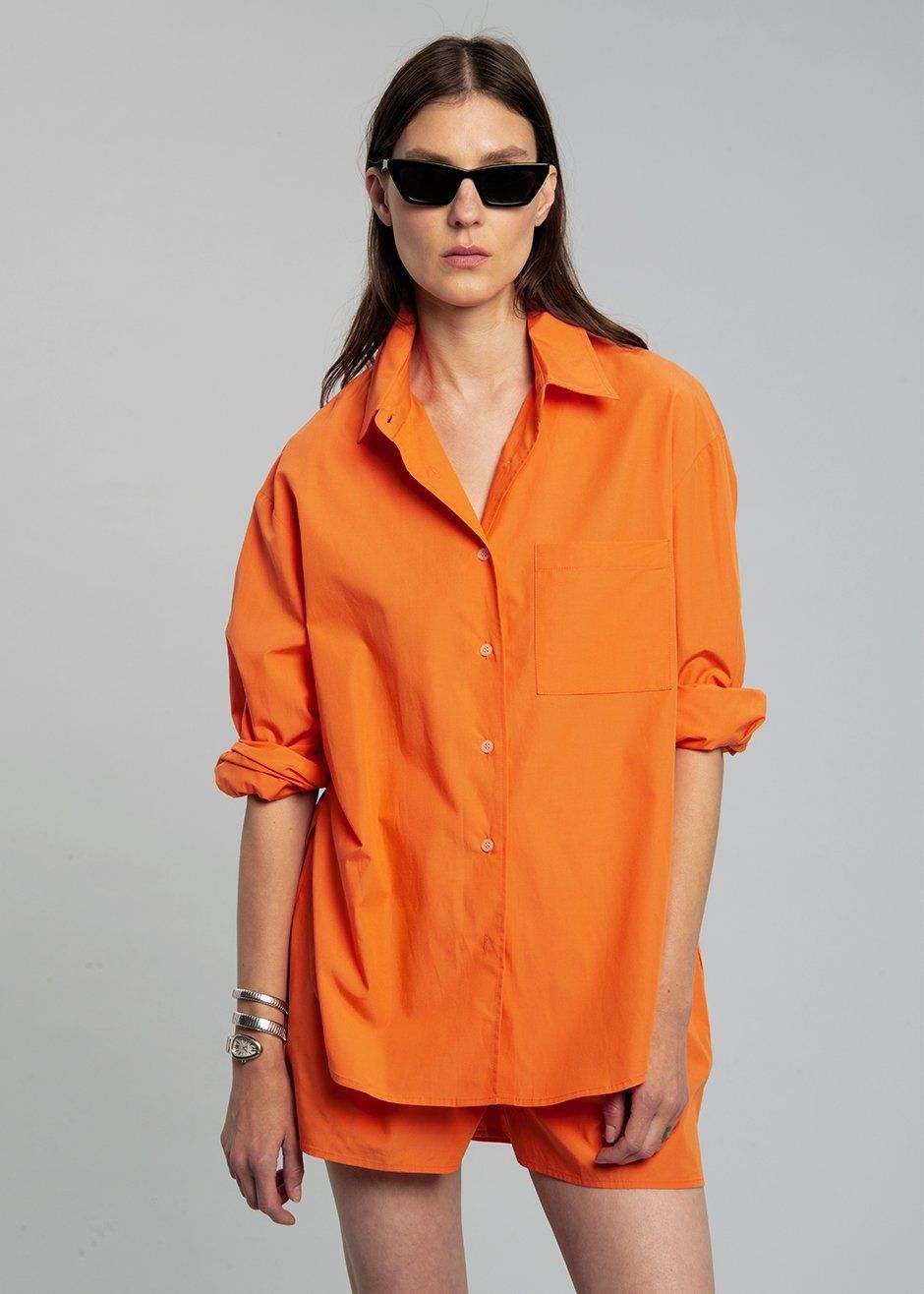 Lui Organic Cotton Shirt - Tangerine sold by Frankie Shop