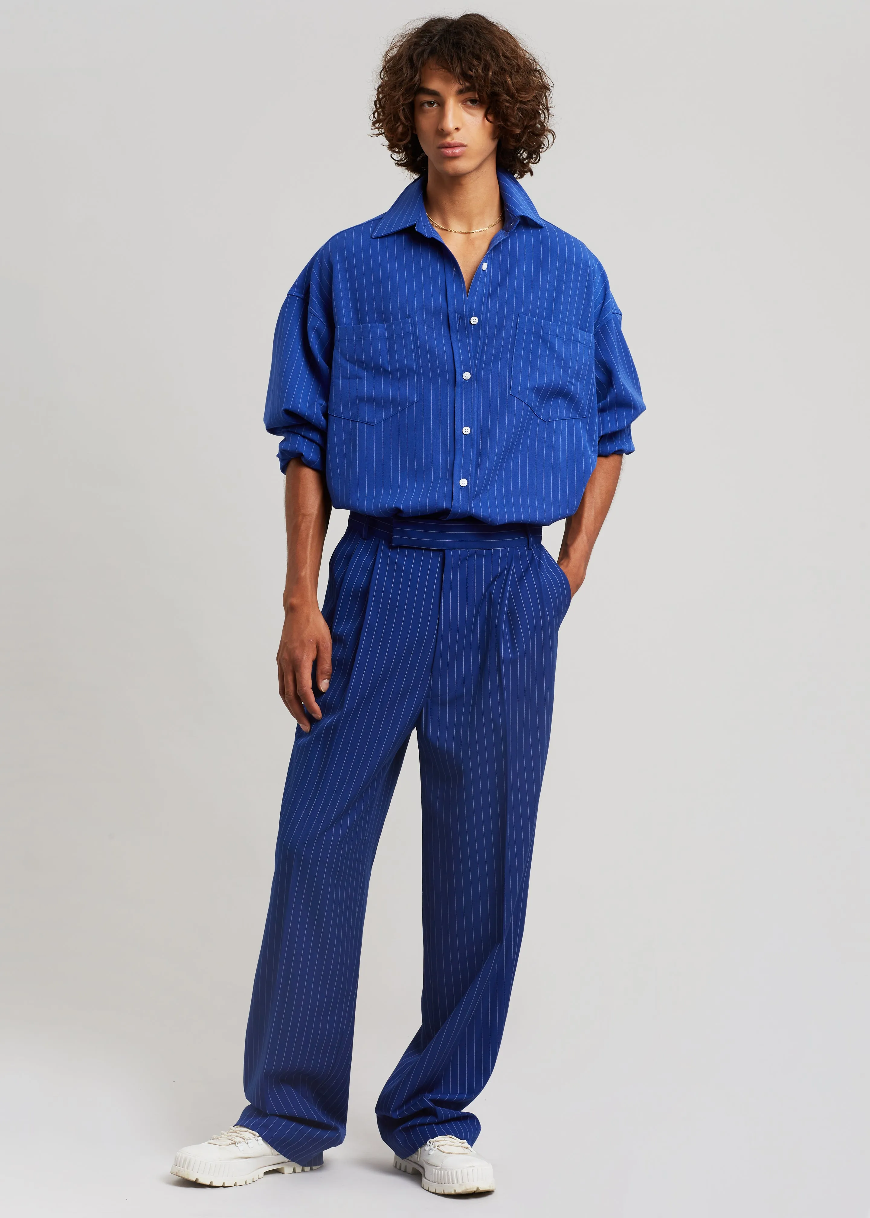 Gus Oversized Fluid Stripe Shirt - Deep Blue sold by Frankie Shop product image thumbnail 4