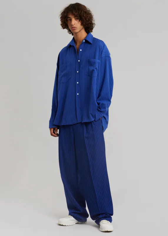 Gus Oversized Fluid Stripe Shirt - Deep Blue sold by Frankie Shop