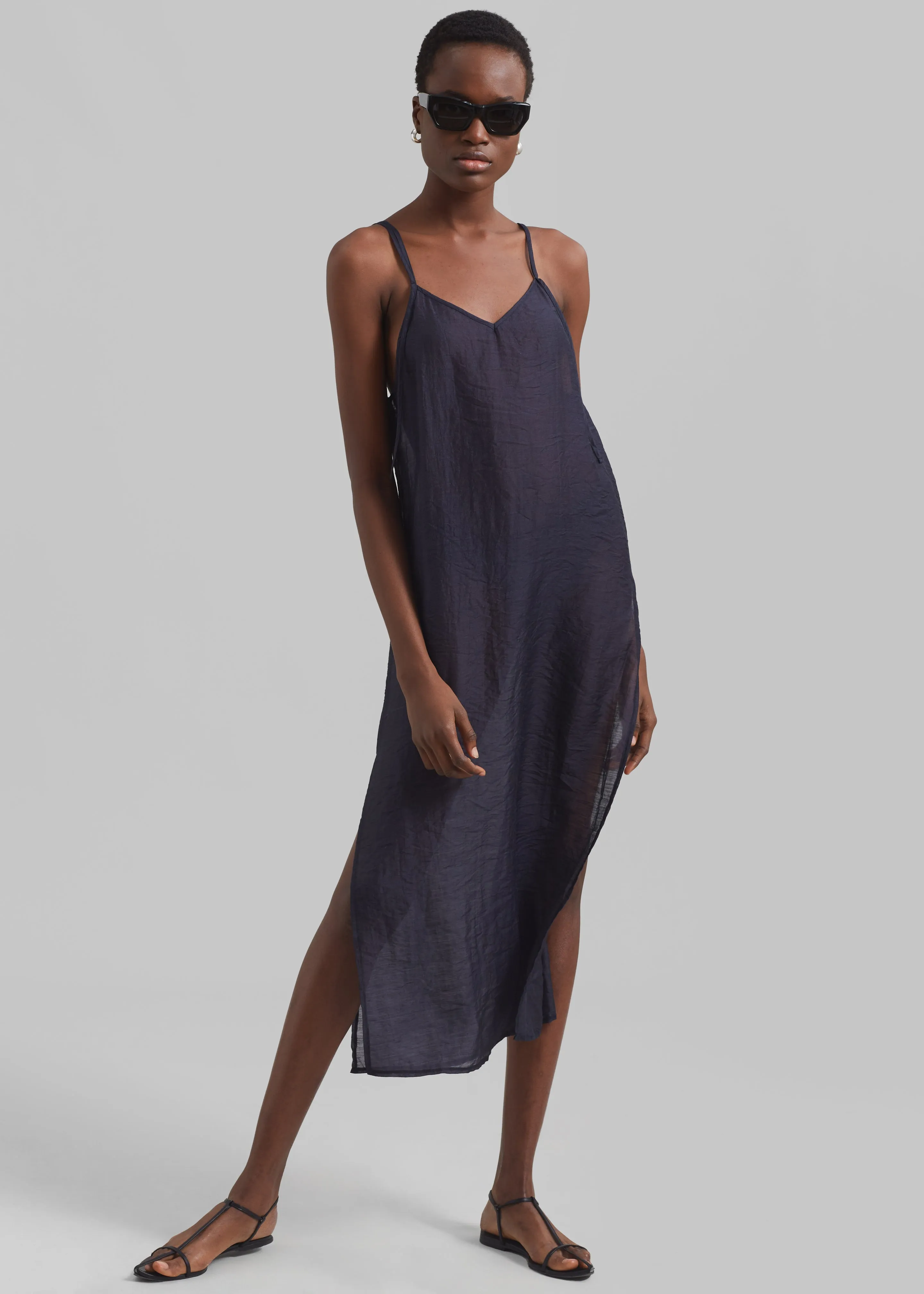 Madeline Sheer Midi Dress - Navy sold by Frankie Shop product image thumbnail 5