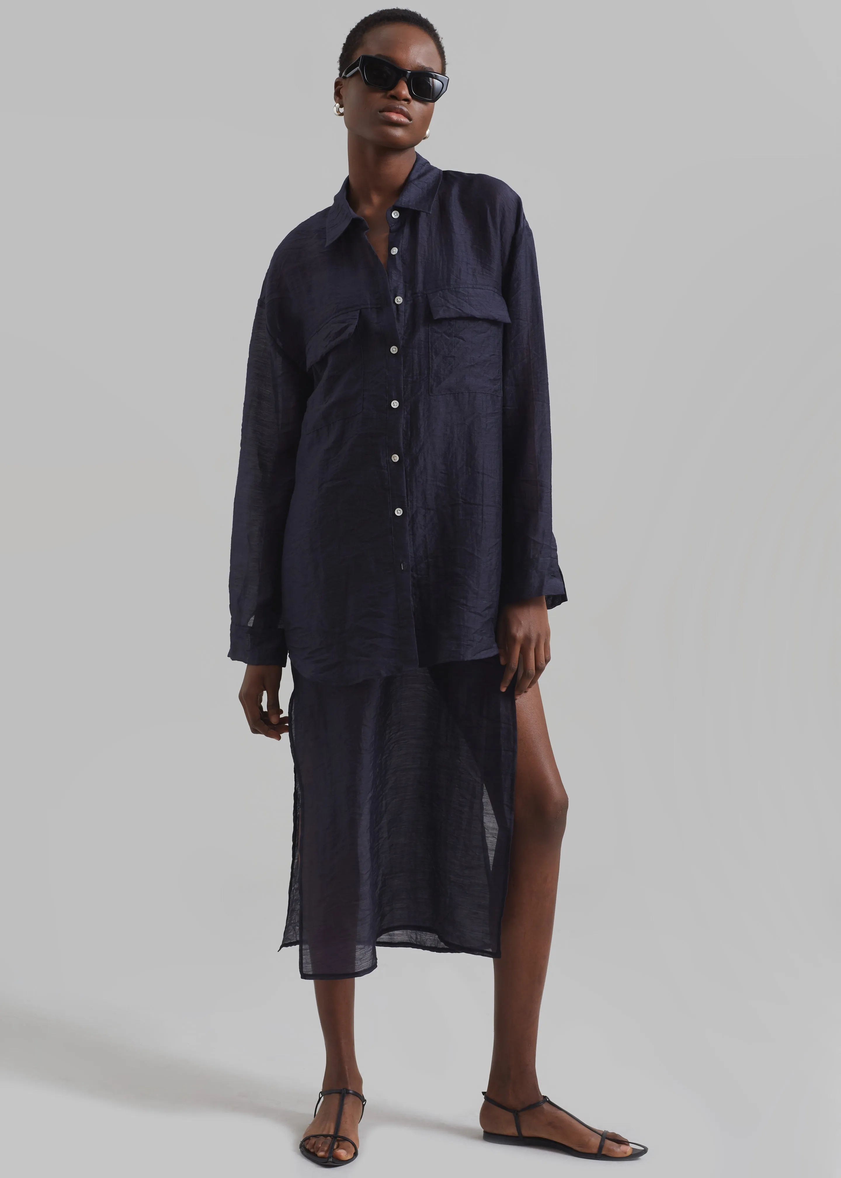 Madeline Sheer Midi Dress - Navy sold by Frankie Shop product image thumbnail 3