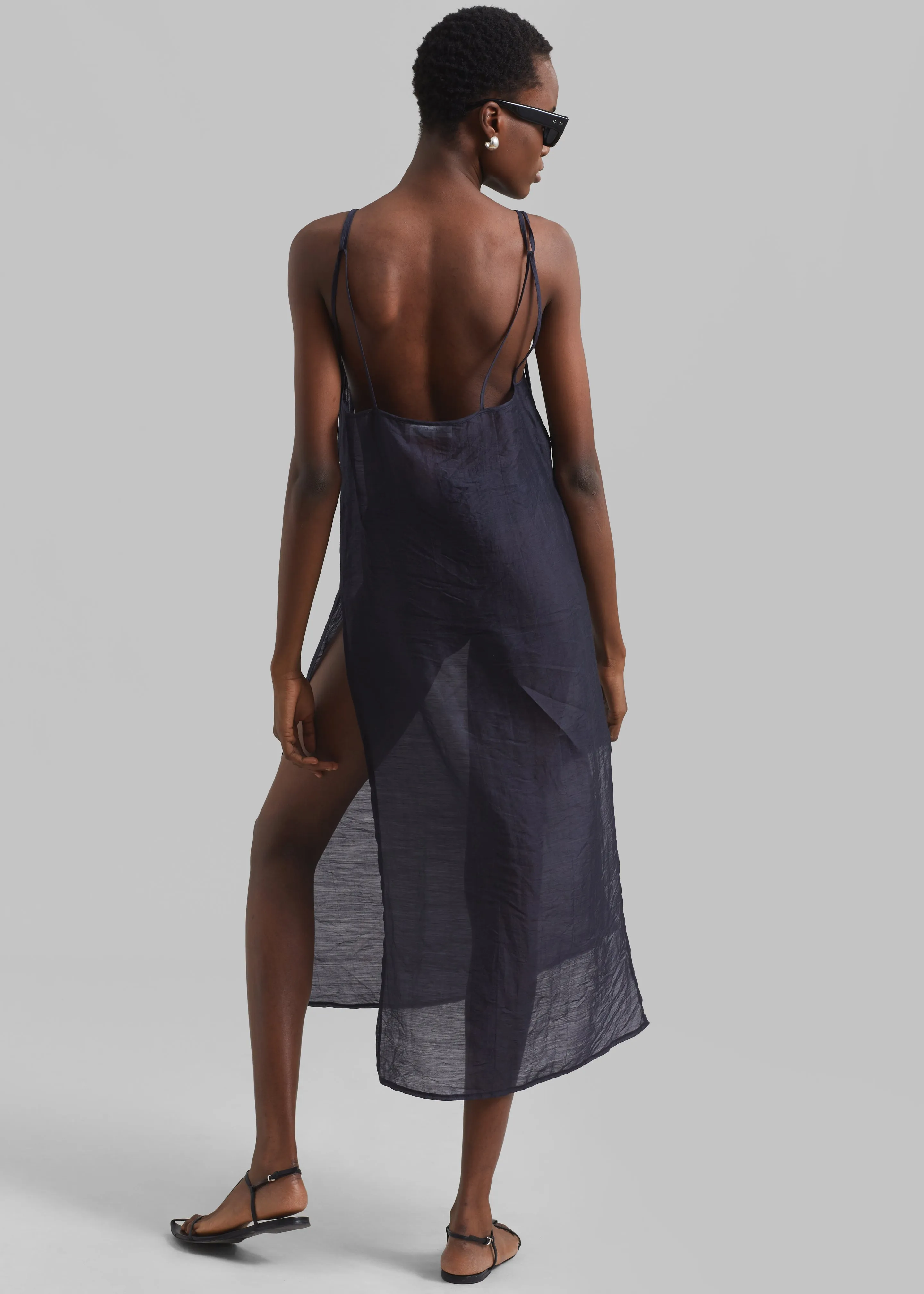 Madeline Sheer Midi Dress - Navy sold by Frankie Shop