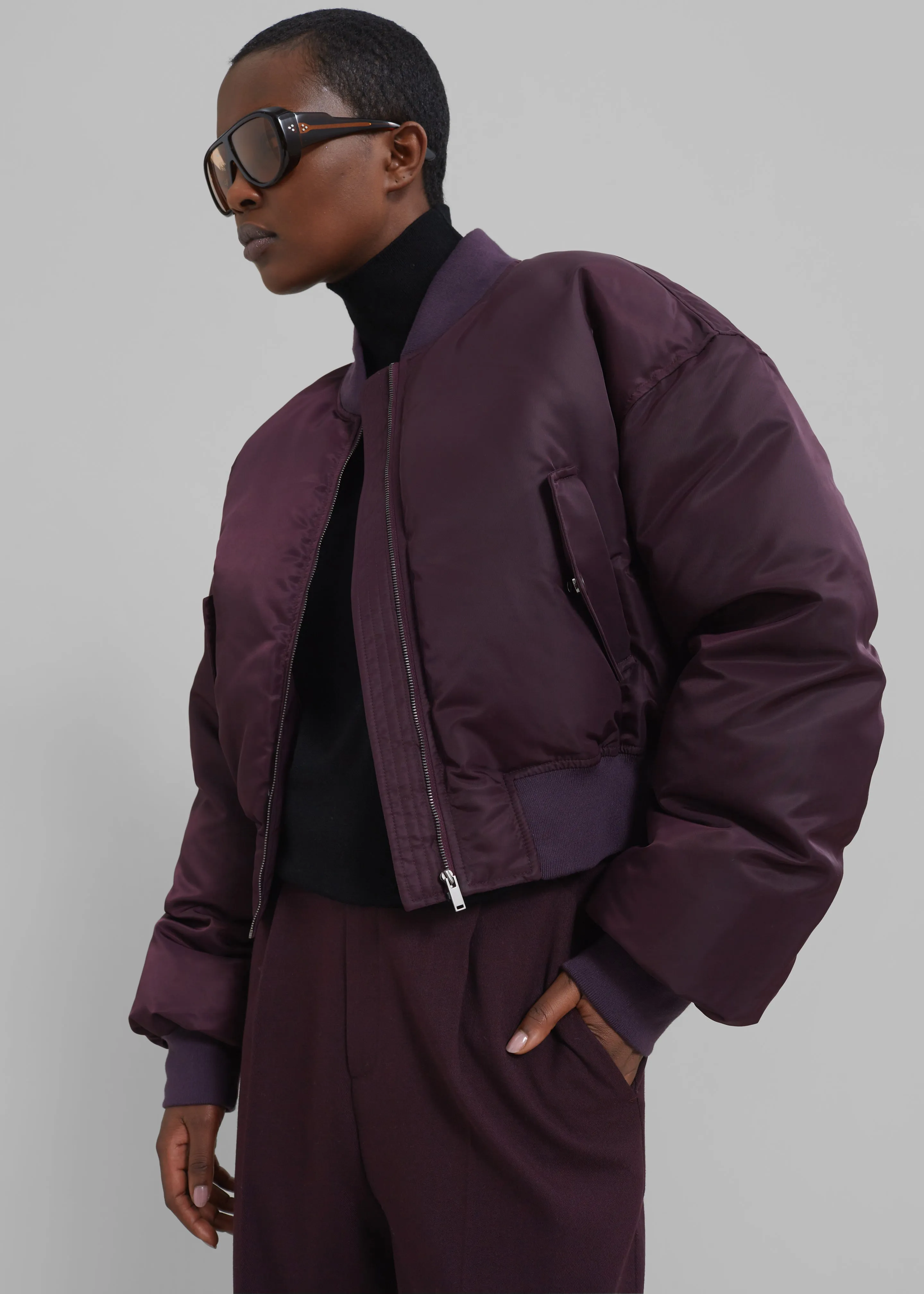 Houghton Cropped Bomber - Prune sold by Frankie Shop product image thumbnail 2