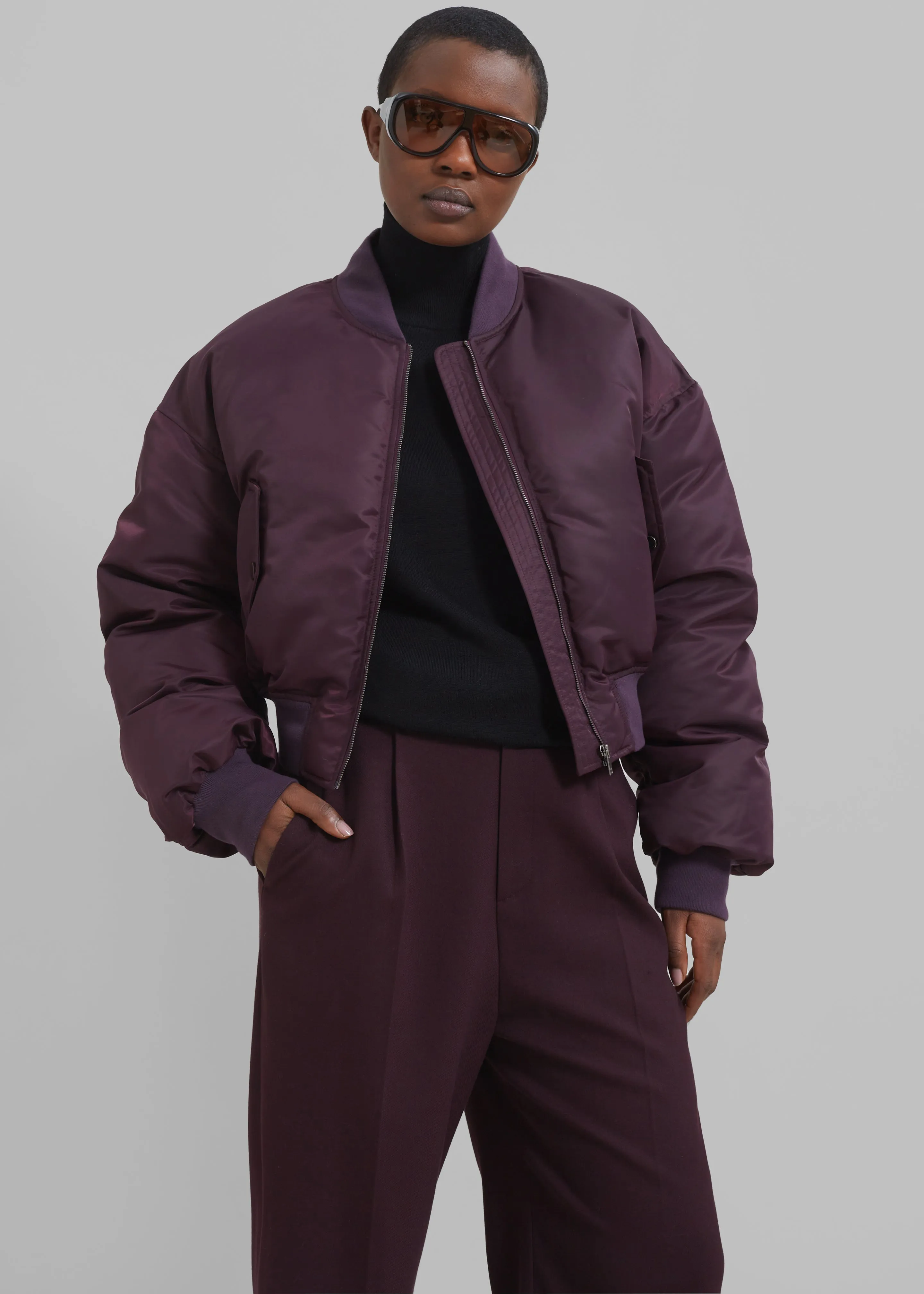 Houghton Cropped Bomber - Prune sold by Frankie Shop product image thumbnail 3