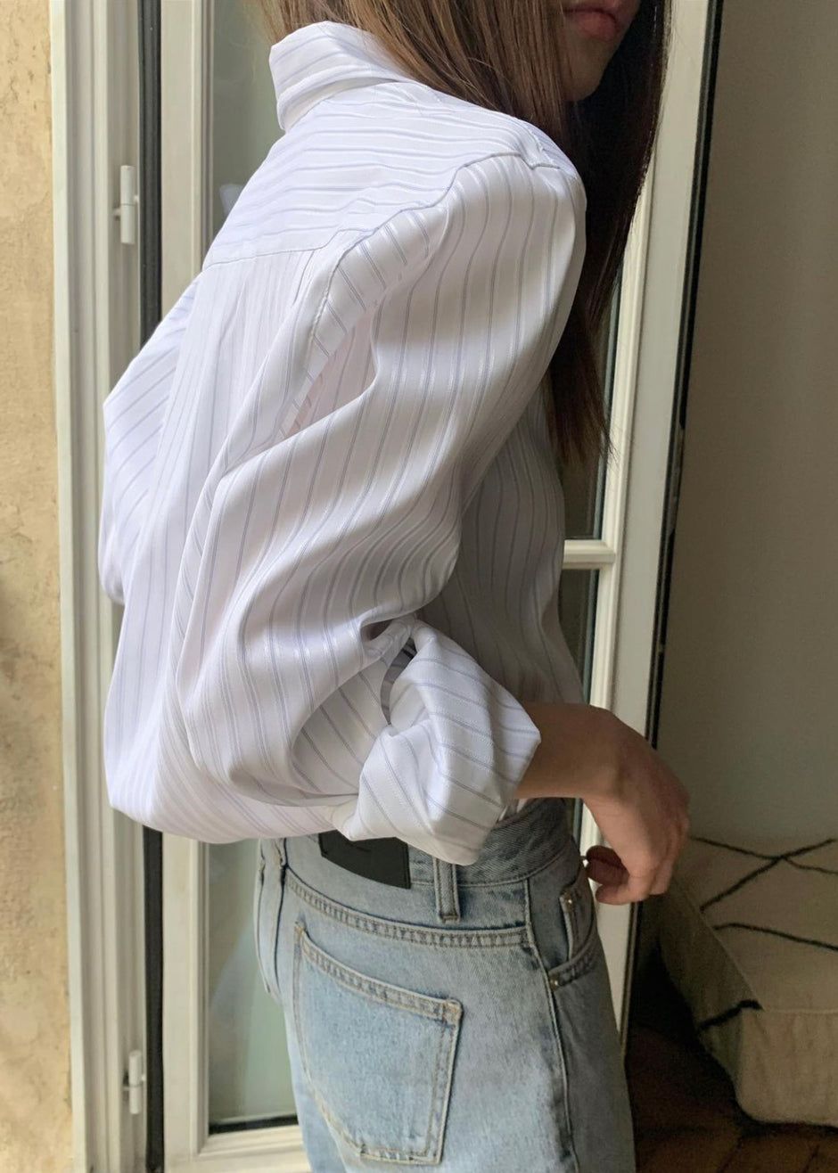 Flor Silky Shirt - Pink Stripe sold by Frankie Shop product image thumbnail 2