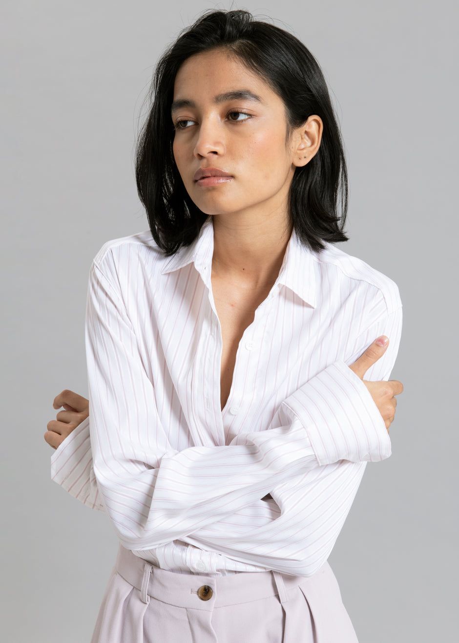 Flor Silky Shirt - Pink Stripe sold by Frankie Shop product image thumbnail 5