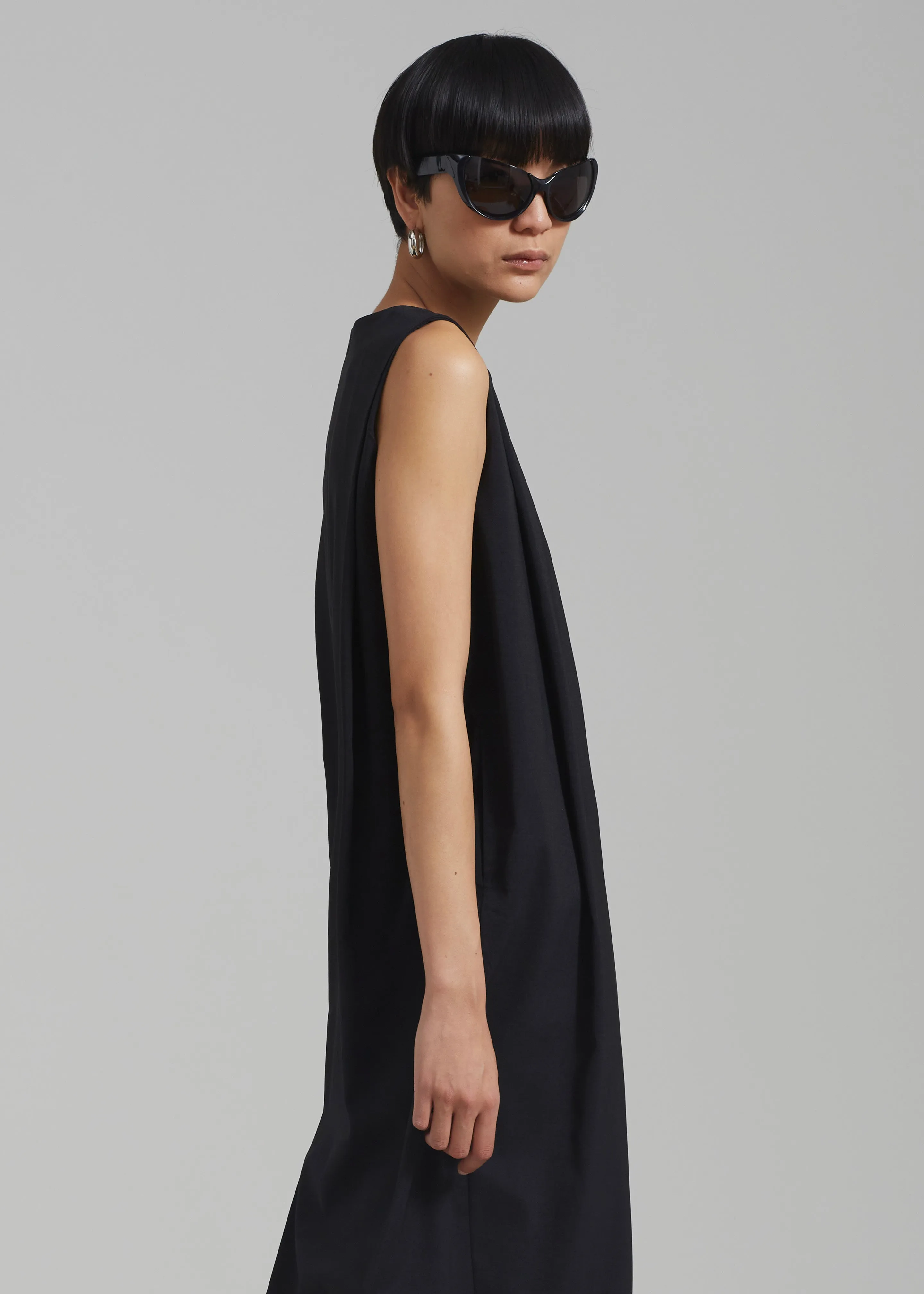 Eryn Sleeveless Pintuck Dress - Black | Parallel