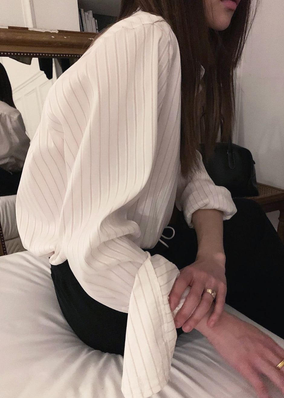 Flor Silky Shirt - Pink Stripe sold by Frankie Shop product image thumbnail 3