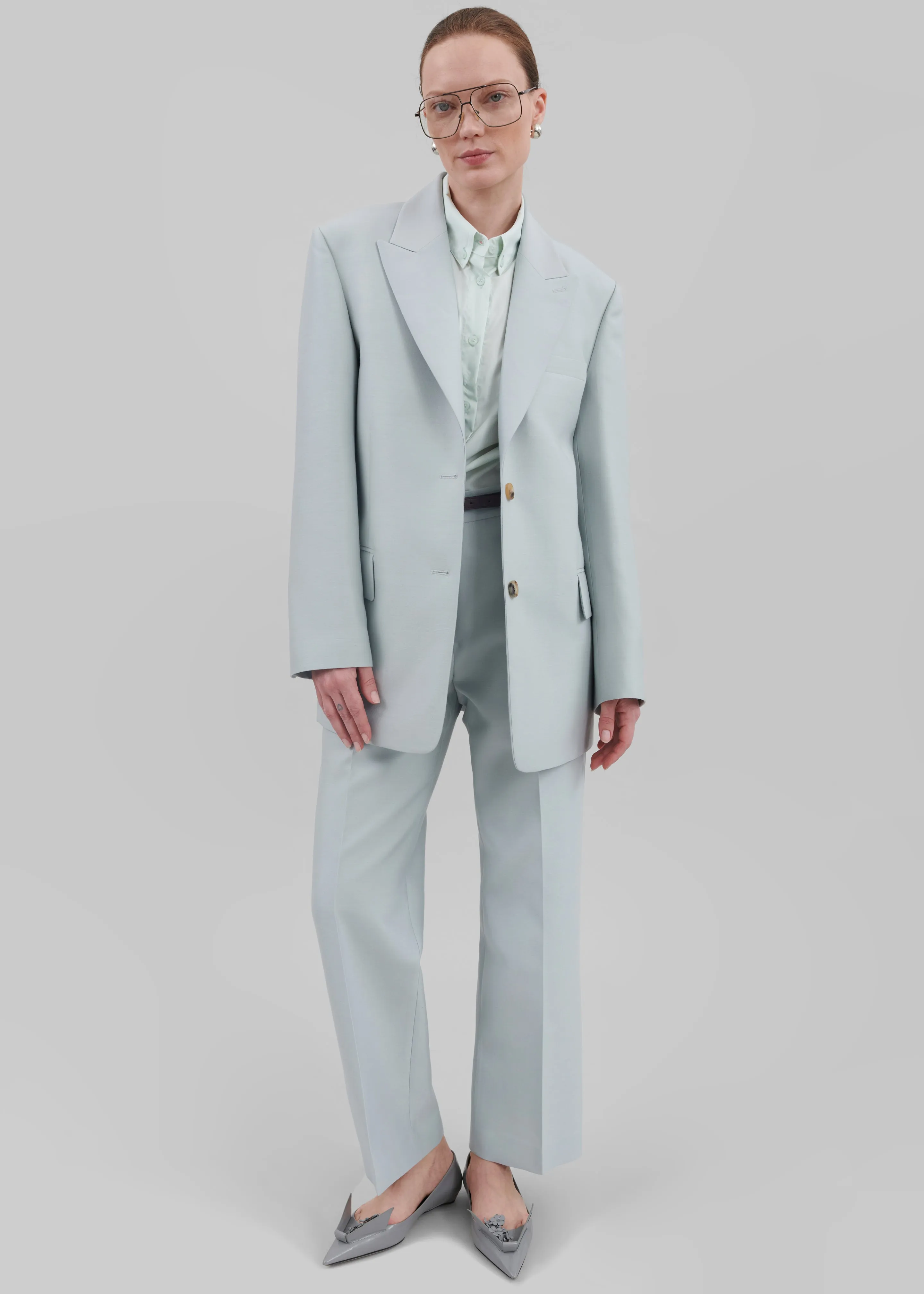 Emra Silk Trousers - Dusty Blue sold by Frankie Shop product image thumbnail 5