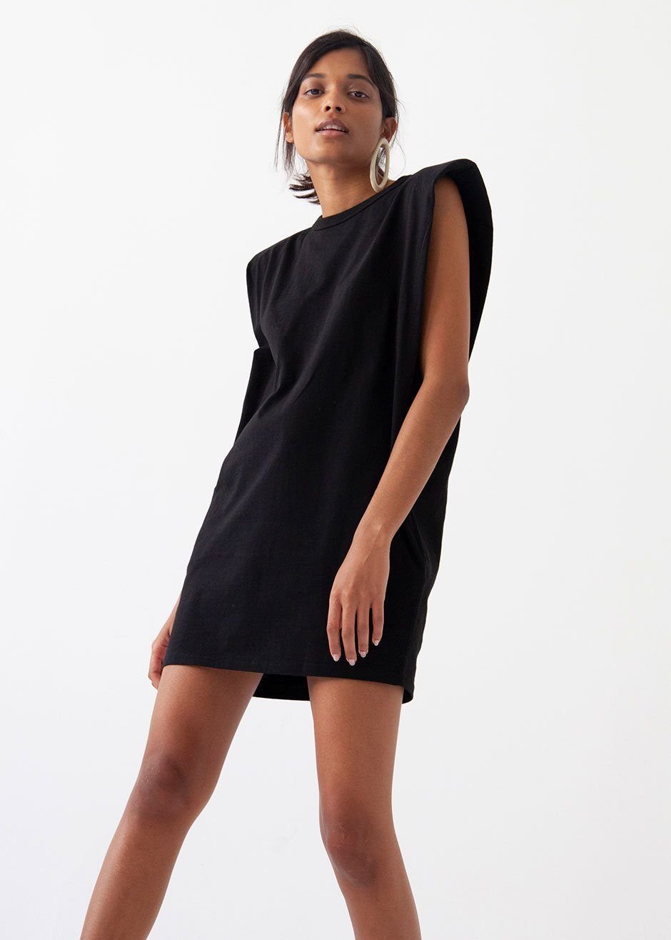 Tina Padded Shoulder Muscle Dress - Black sold by Frankie Shop