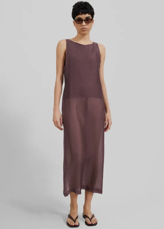 Etta Sheer Maxi Dress - Brown sold by Frankie Shop