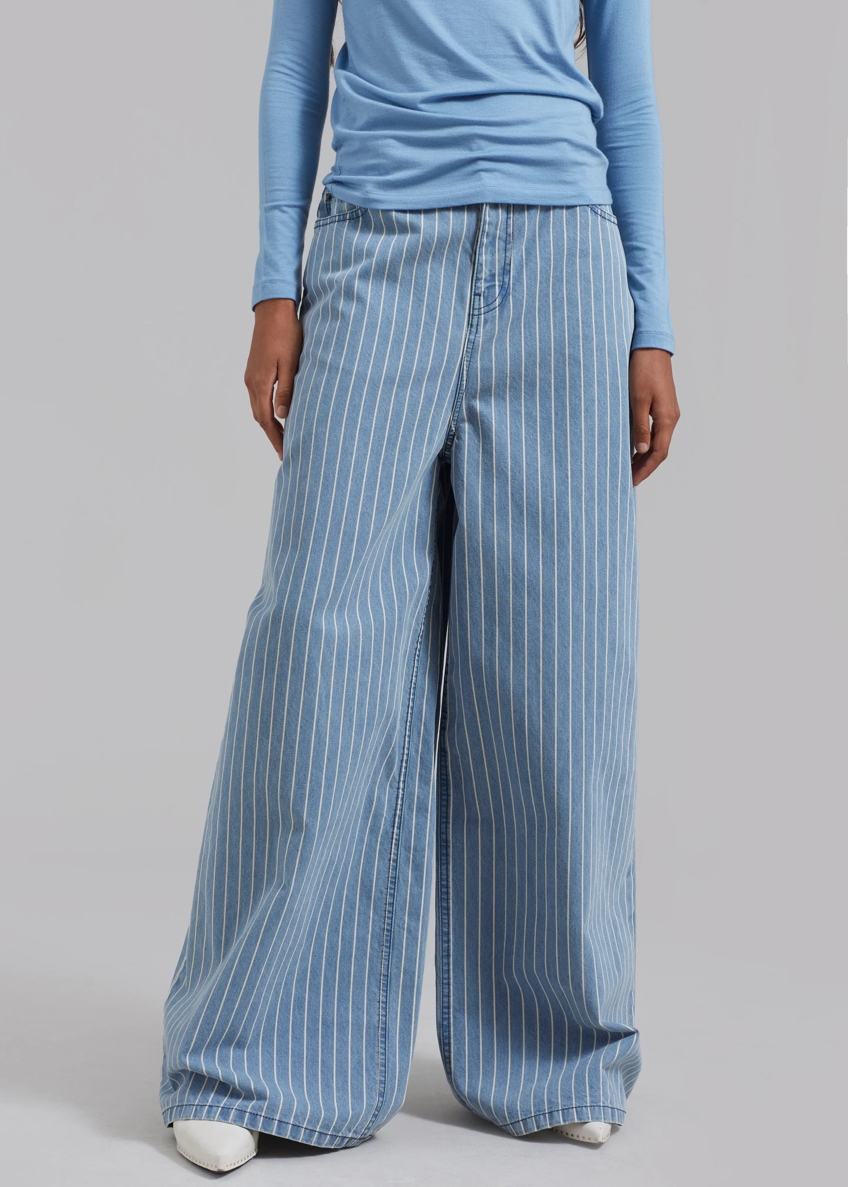 Sasha Wide Leg Jeans - Light Blue/White Stripe sold by Frankie Shop product image thumbnail 5
