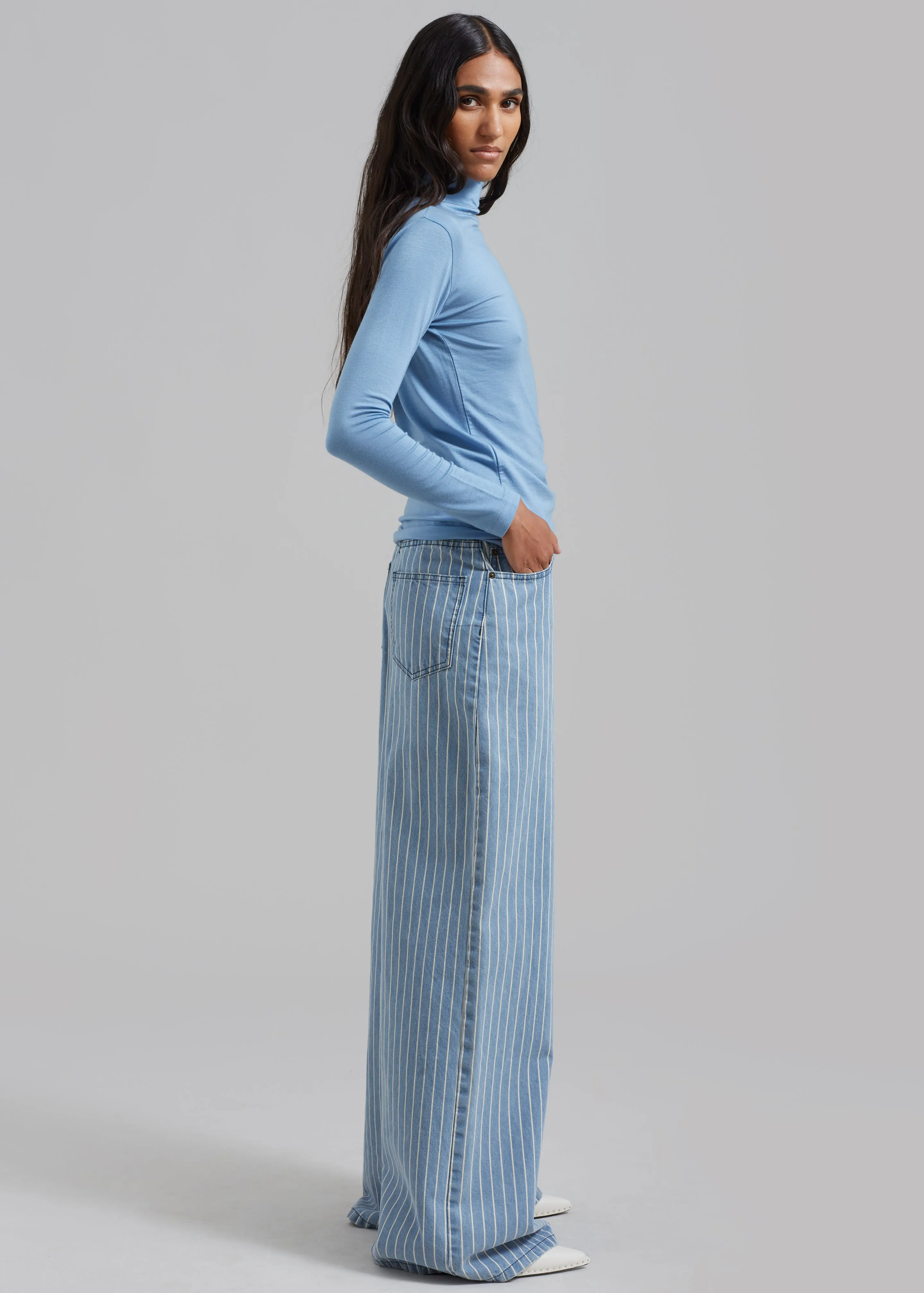 Sasha Wide Leg Jeans - Light Blue/White Stripe sold by Frankie Shop product image thumbnail 4