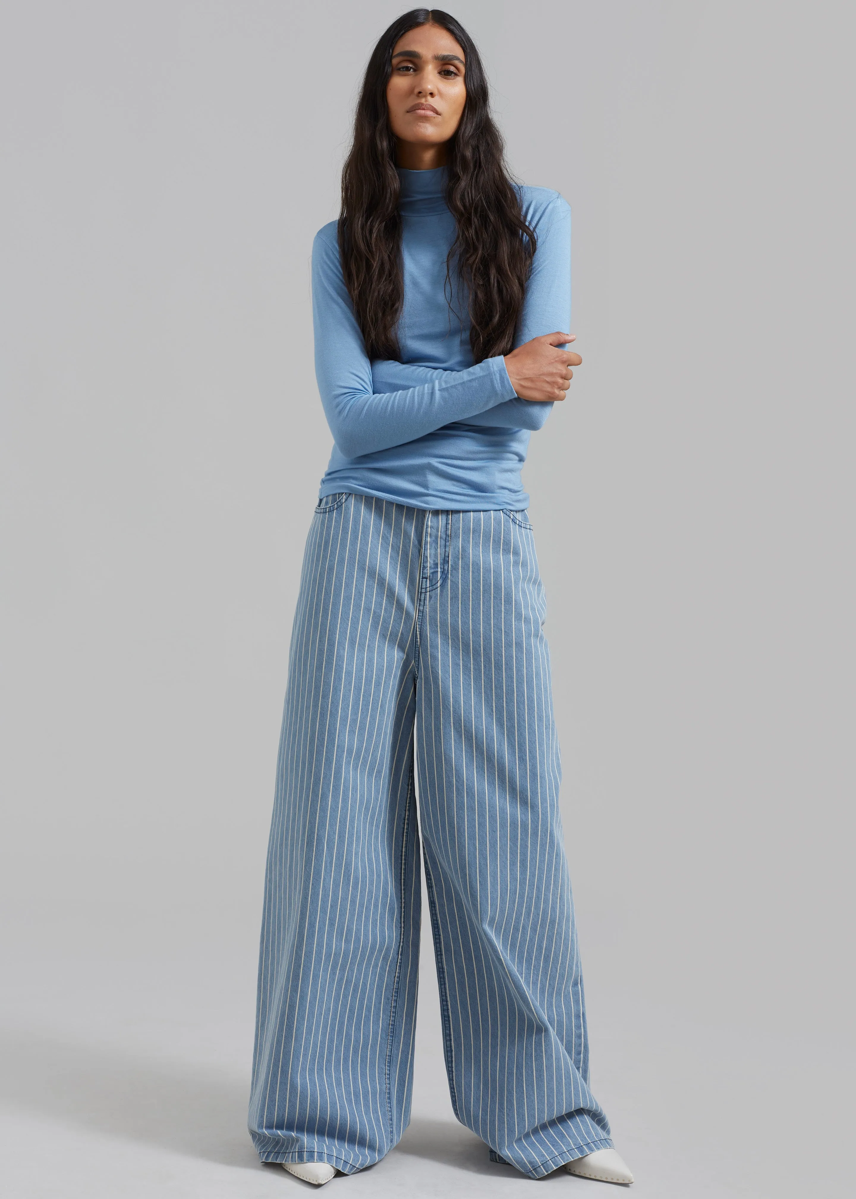 Sasha Wide Leg Jeans - Light Blue/White Stripe sold by Frankie Shop
